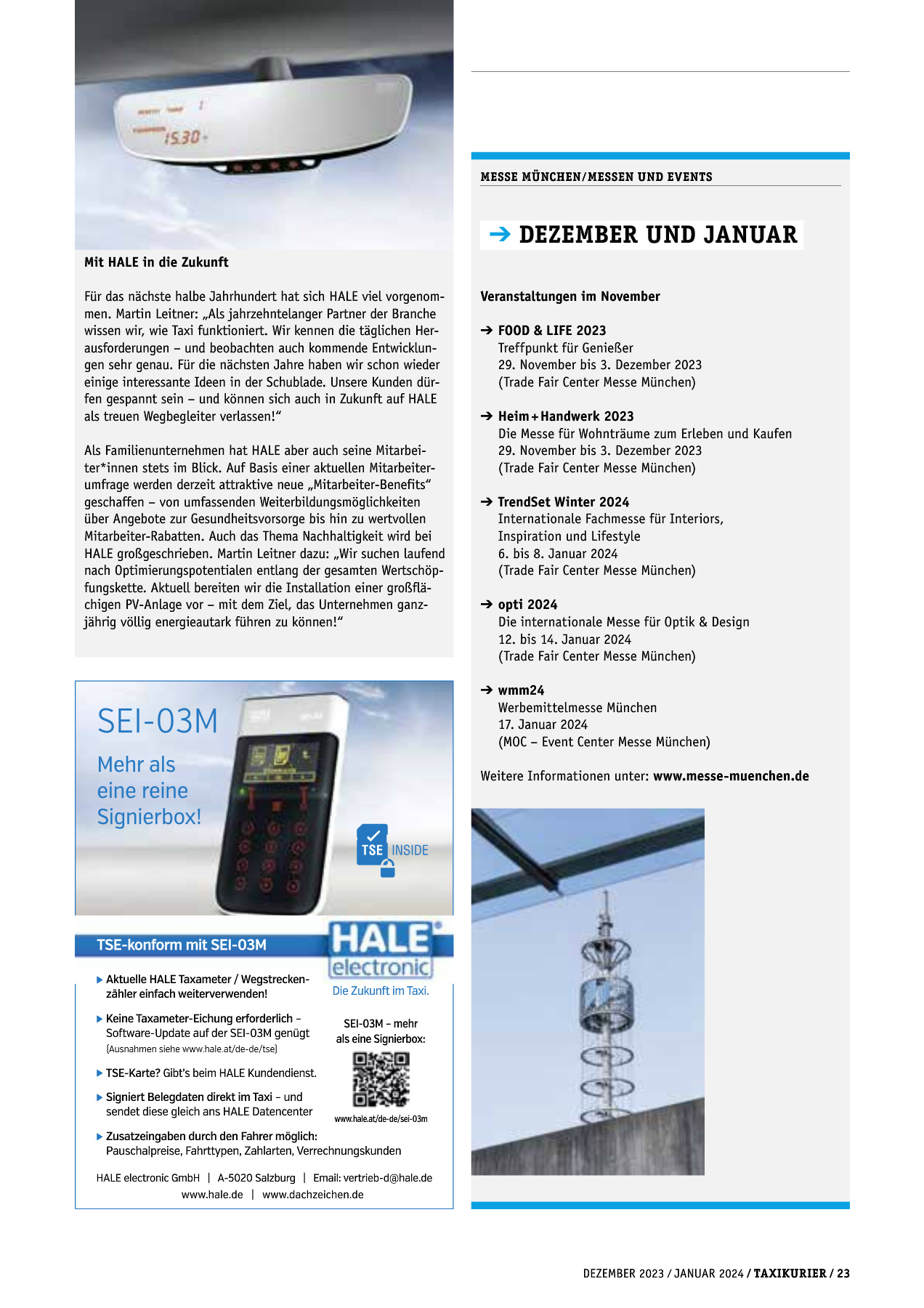 Originalseite 23 der Ausgabe Taxikurier Dezember 2023 und Januar 2024