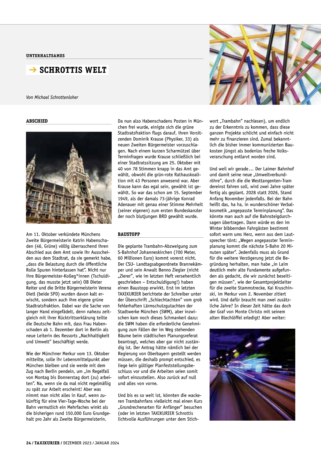 Originalseite 24 der Ausgabe Taxikurier Dezember 2023 und Januar 2024