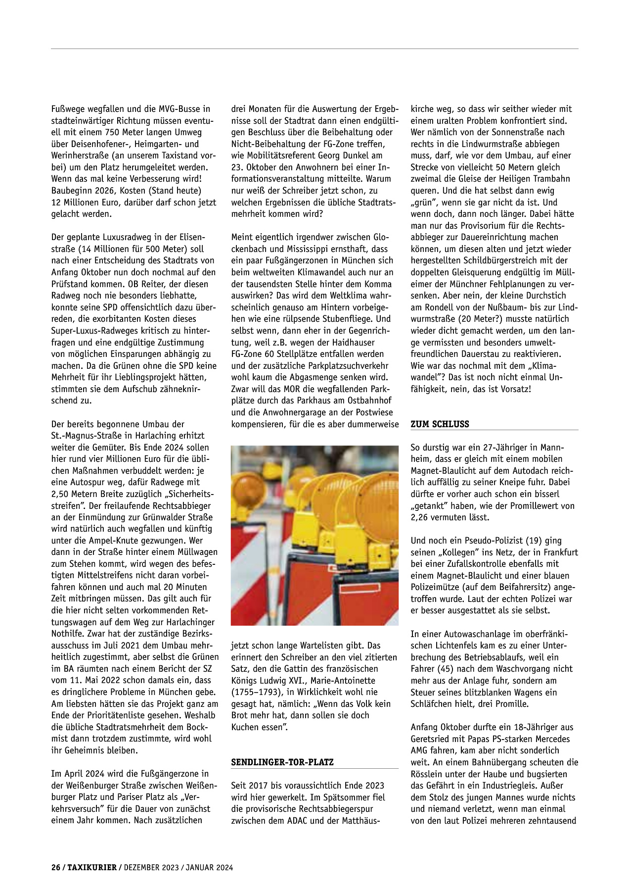 Originalseite 26 der Ausgabe Taxikurier Dezember 2023 und Januar 2024