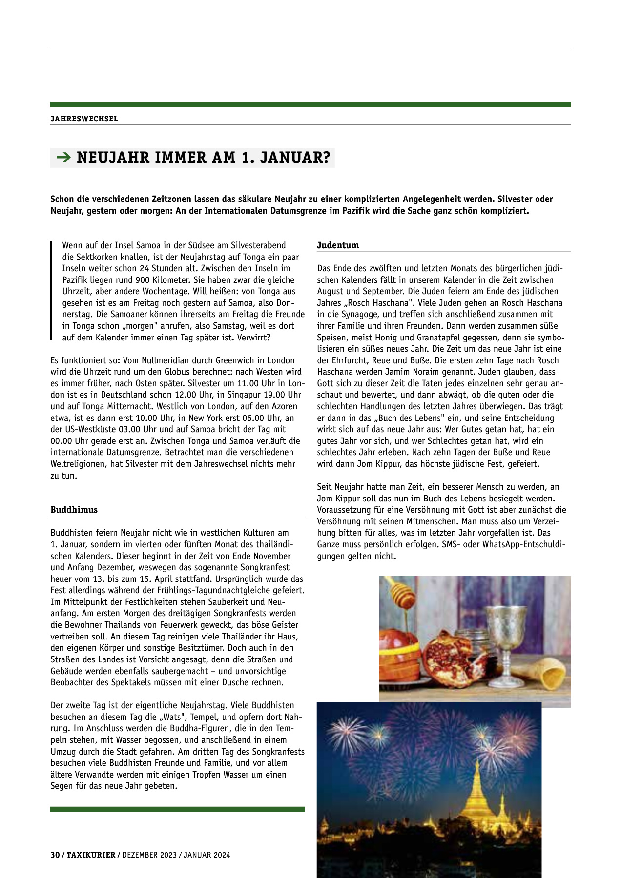 Originalseite 30 der Ausgabe Taxikurier Dezember 2023 und Januar 2024