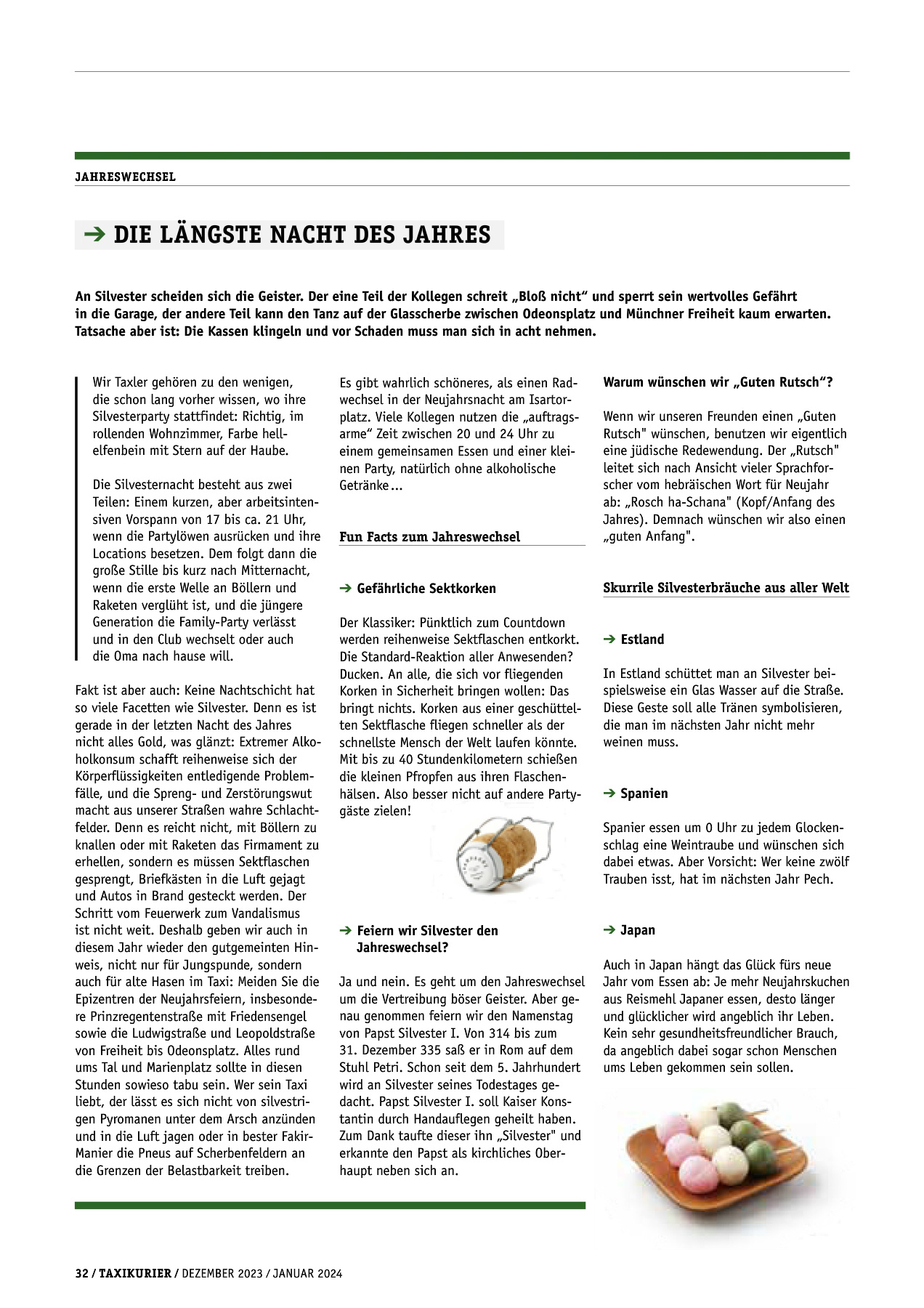 Originalseite 32 der Ausgabe Taxikurier Dezember 2023 und Januar 2024