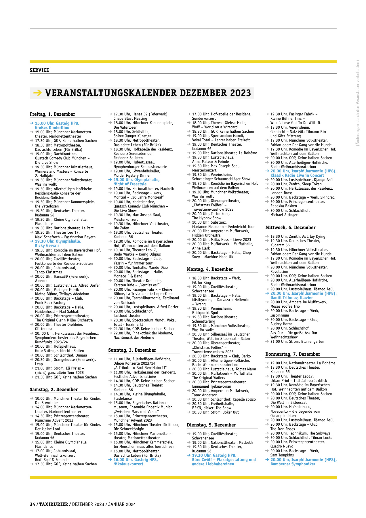 Originalseite 34 der Ausgabe Taxikurier Dezember 2023 und Januar 2024