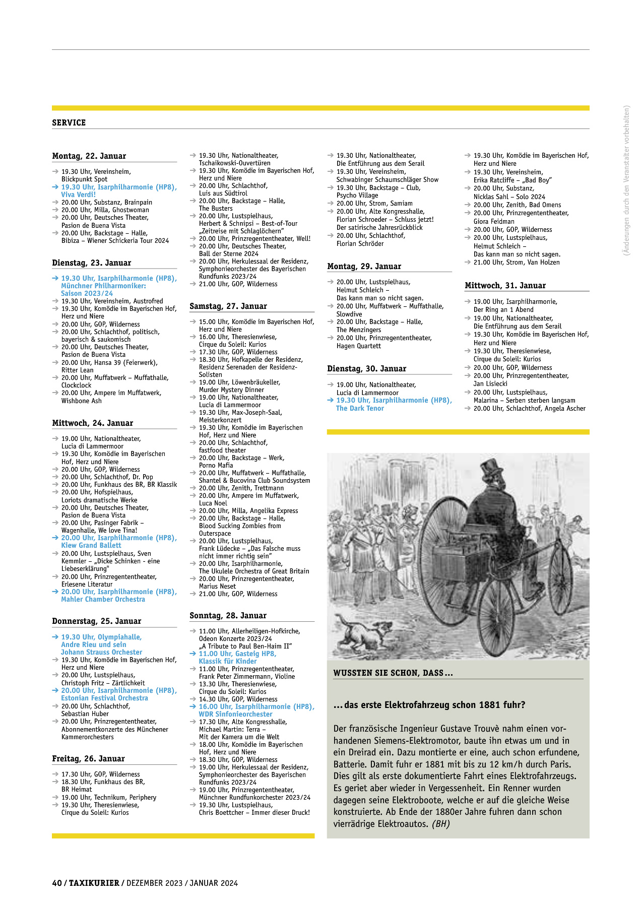 Originalseite 40 der Ausgabe Taxikurier Dezember 2023 und Januar 2024