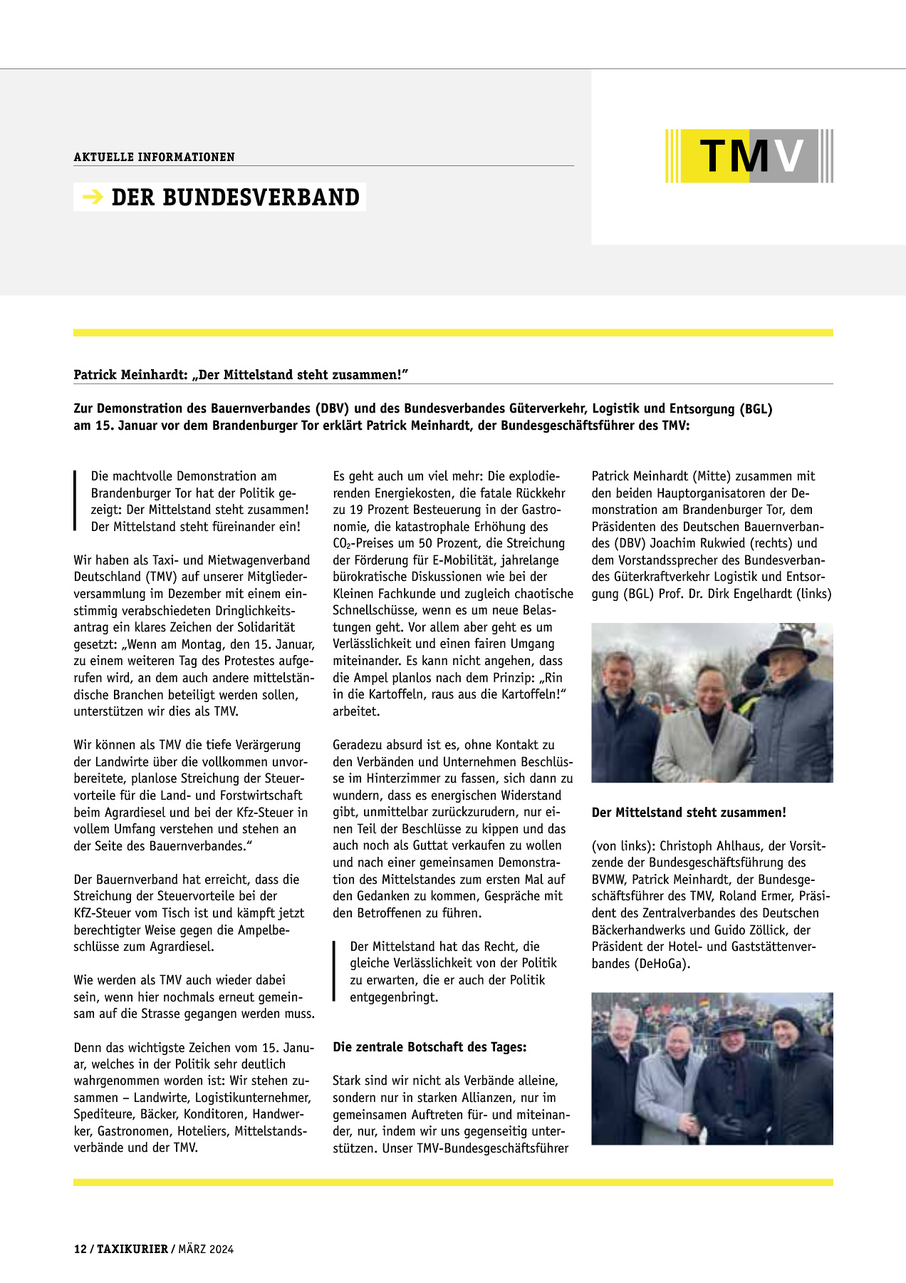 Originalseite 12 der Ausgabe Taxikurier März 2024