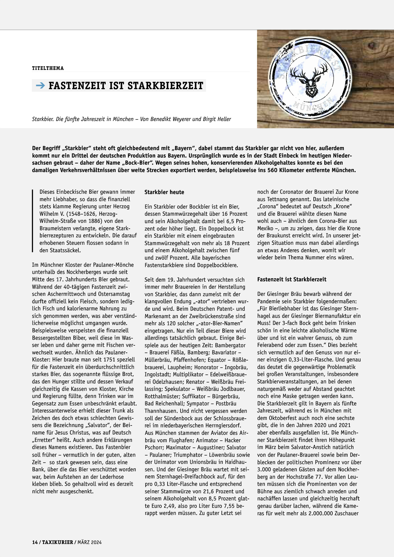 Originalseite 14 der Ausgabe Taxikurier März 2024