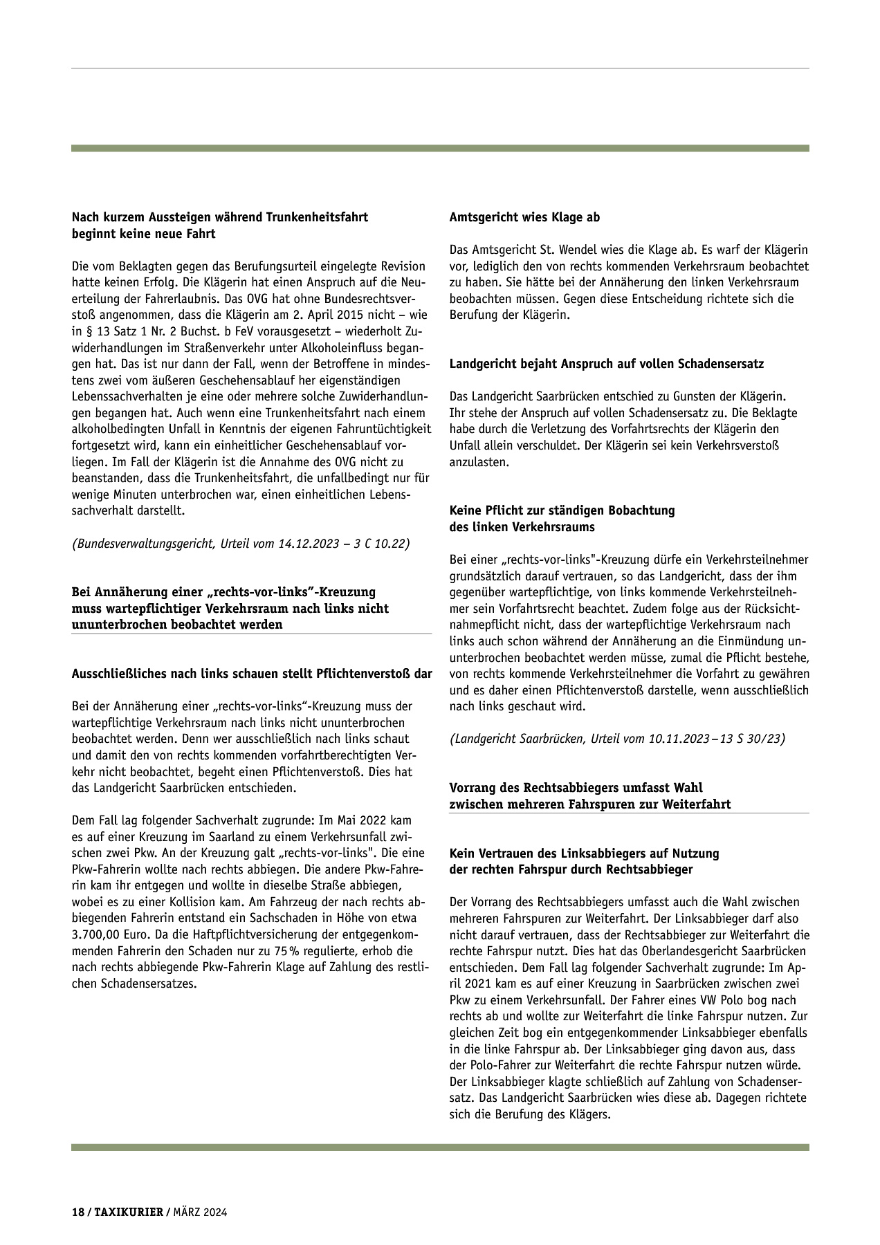 Originalseite 18 der Ausgabe Taxikurier März 2024