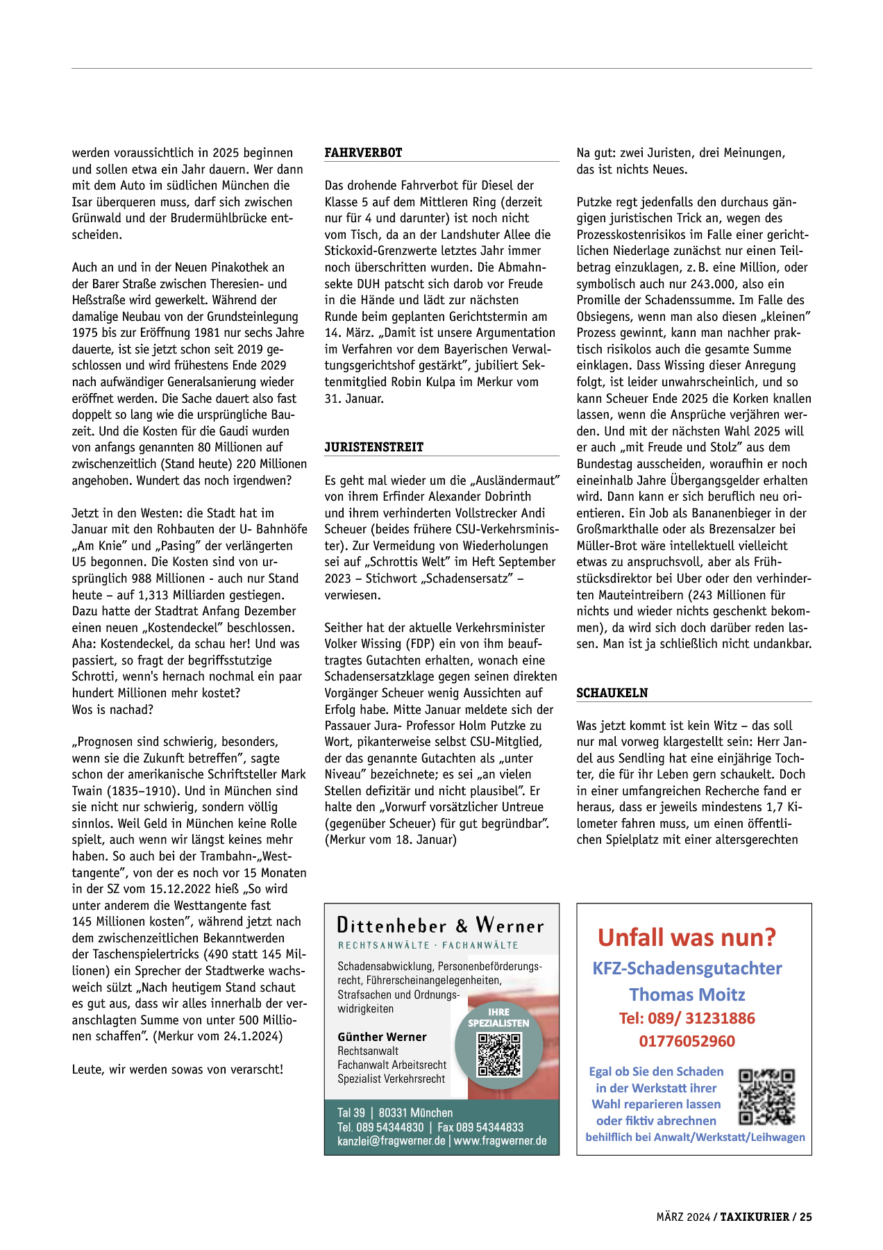 Originalseite 25 der Ausgabe Taxikurier März 2024
