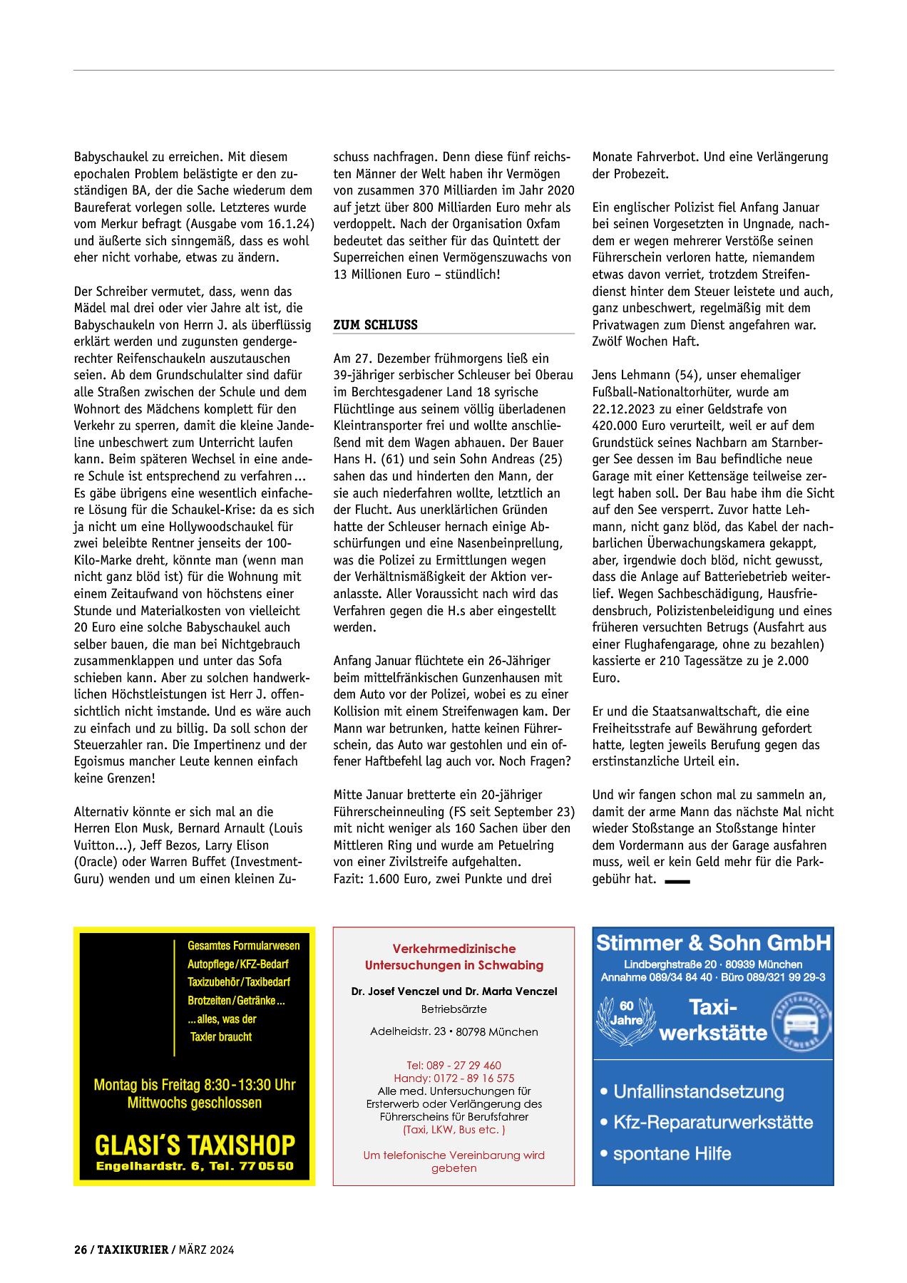 Originalseite 26 der Ausgabe Taxikurier März 2024