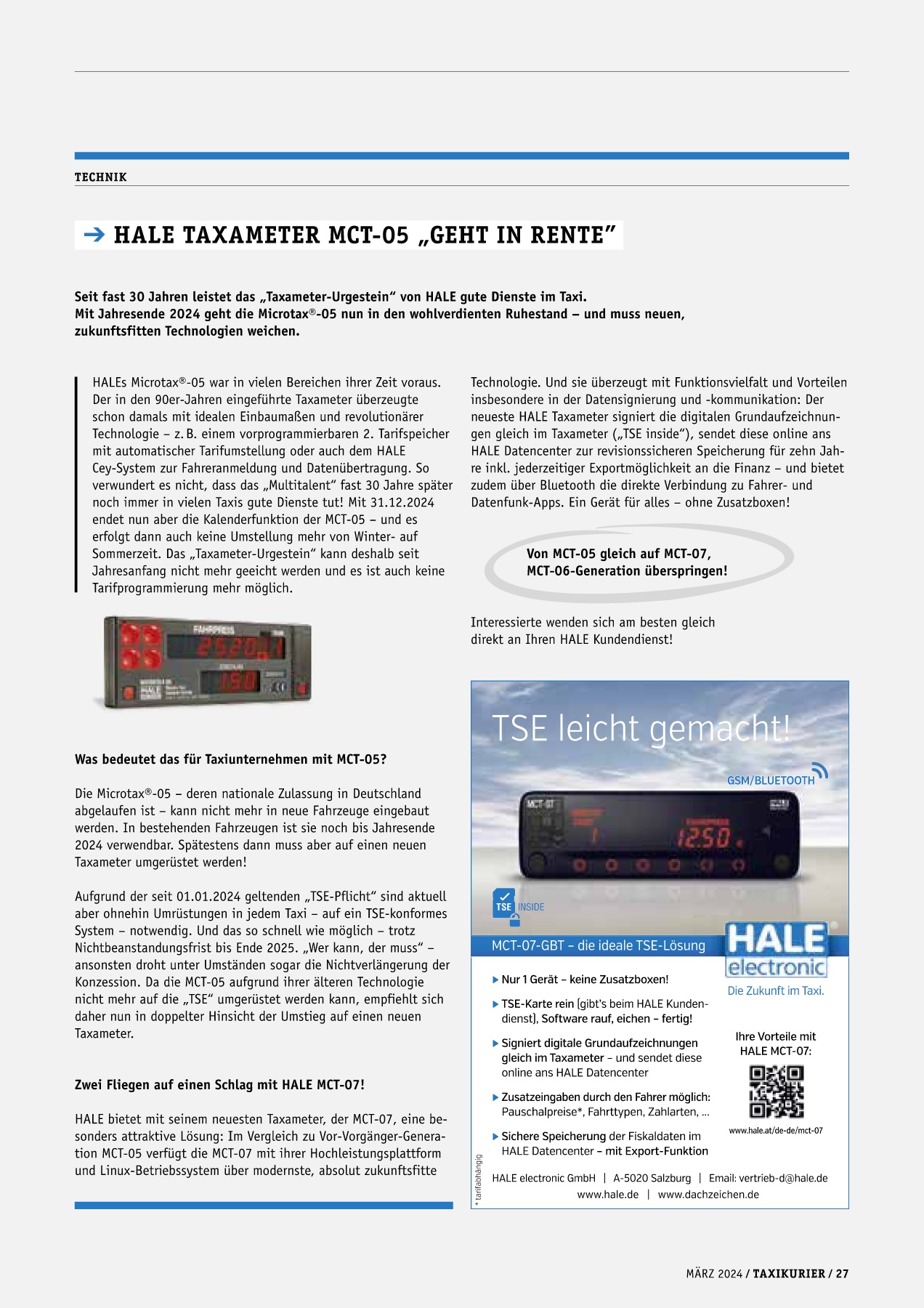Originalseite 27 der Ausgabe Taxikurier März 2024