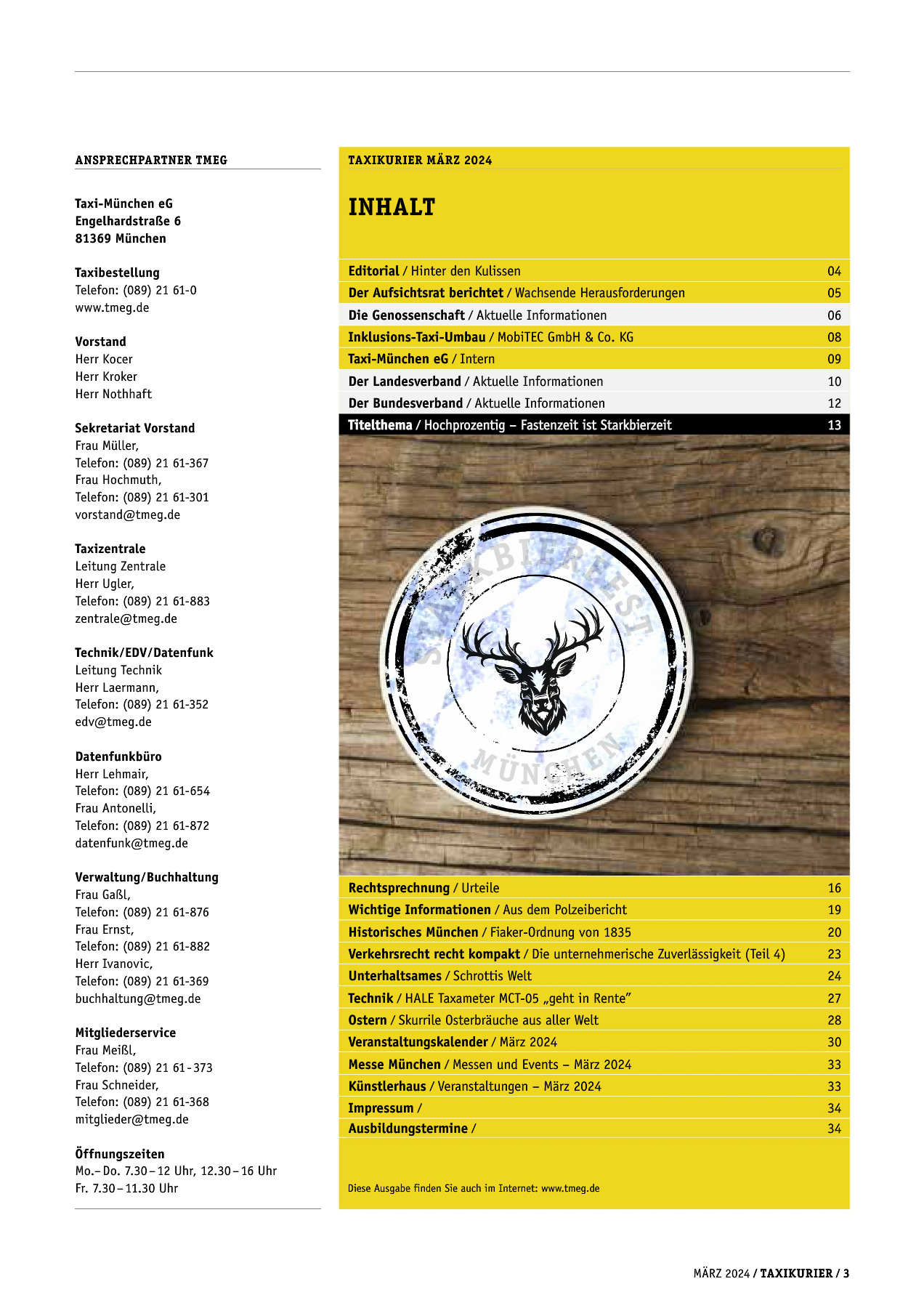 Originalseite 3 der Ausgabe Taxikurier März 2024
