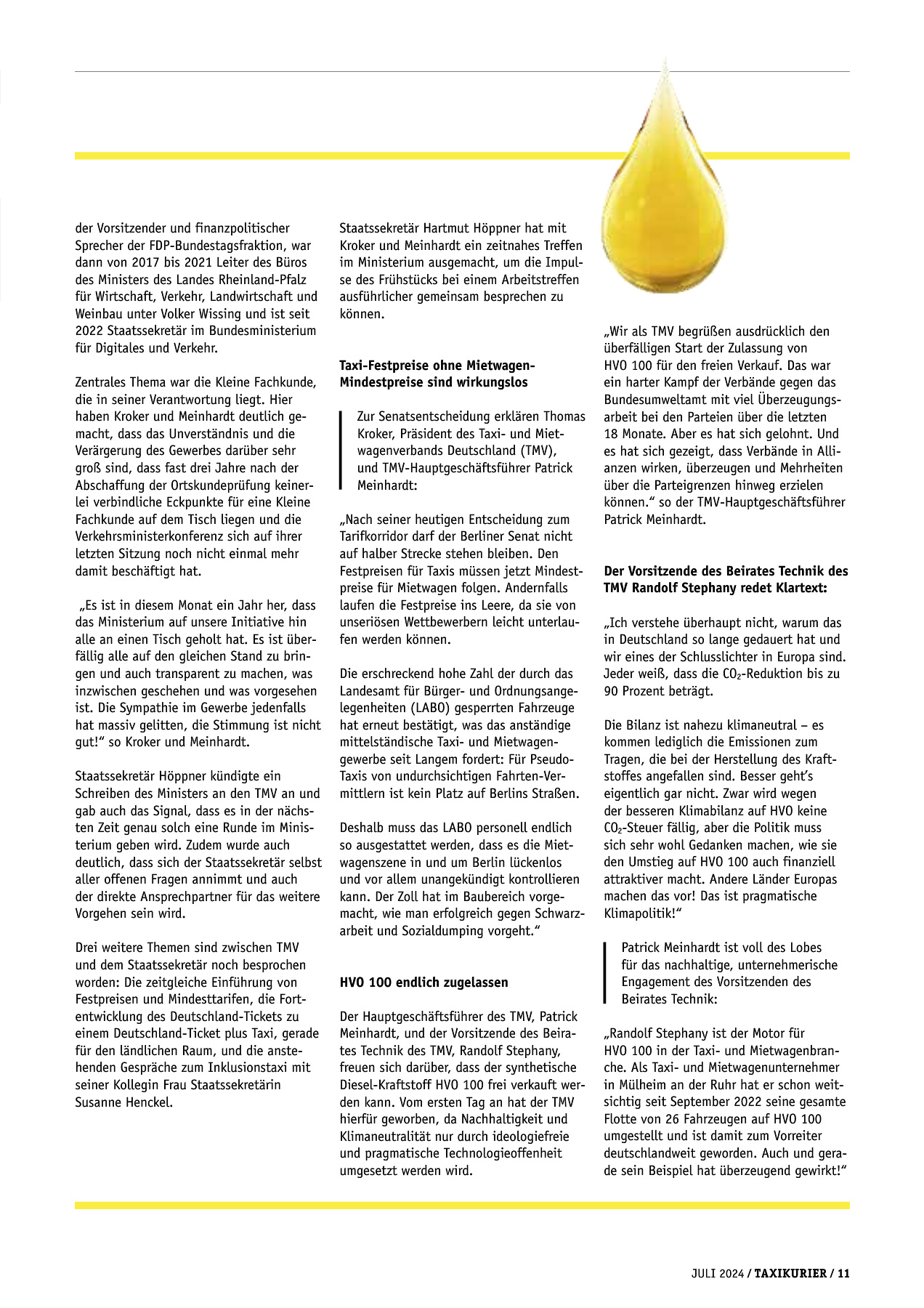 Originalseite 11 der Ausgabe Taxikurier Juli 2024