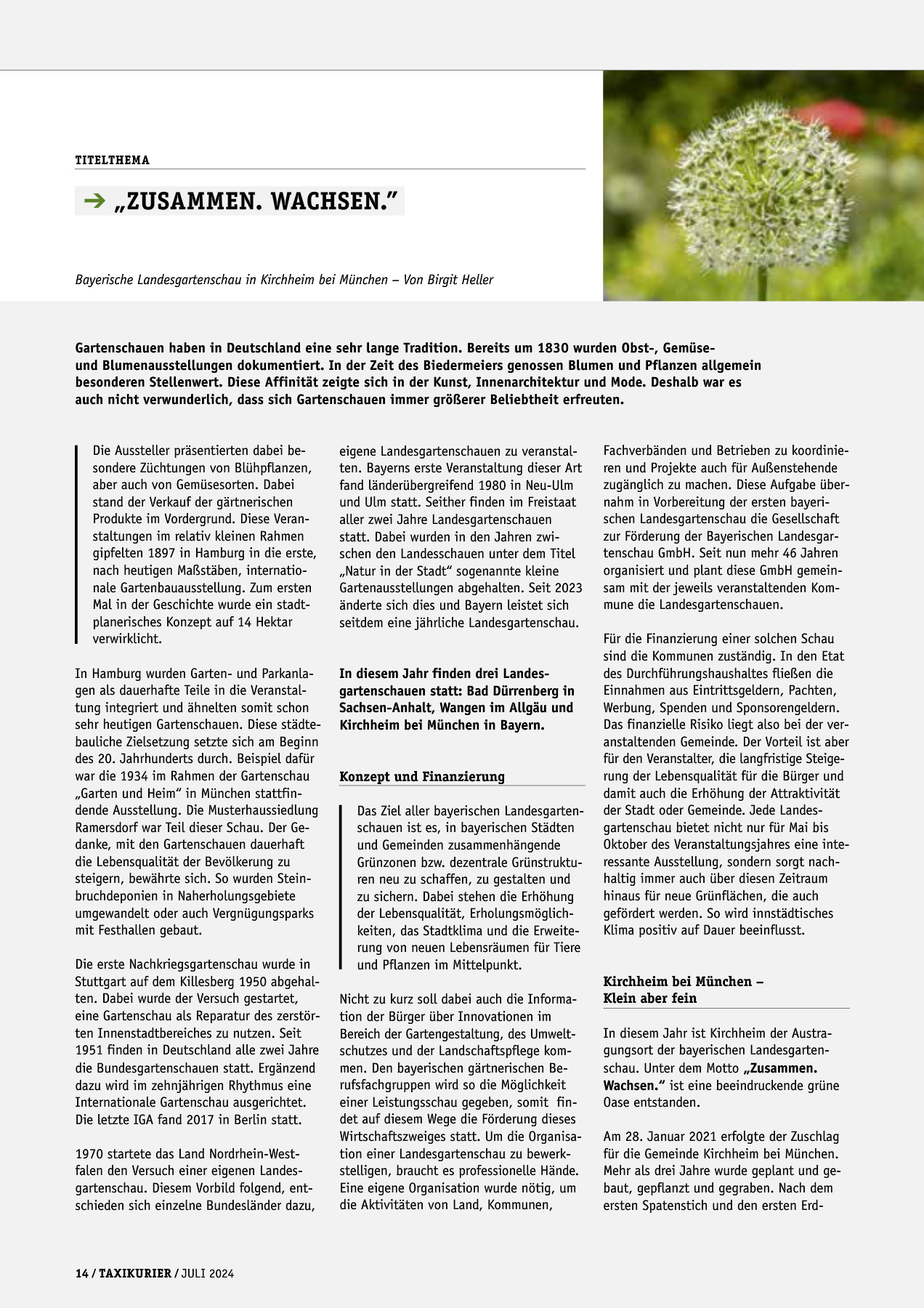 Originalseite 14 der Ausgabe Taxikurier Juli 2024