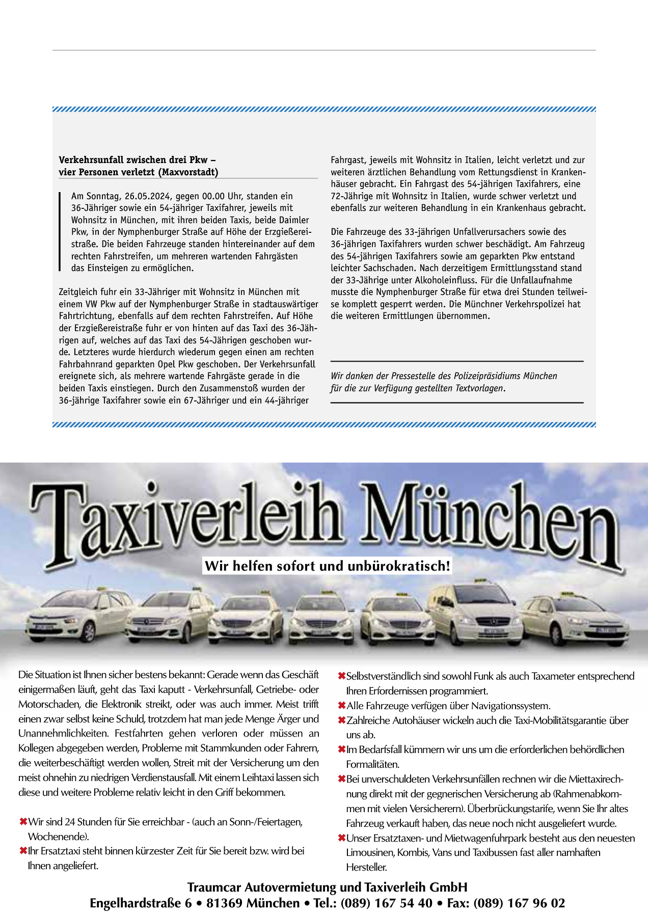 Originalseite 23 der Ausgabe Taxikurier Juli 2024