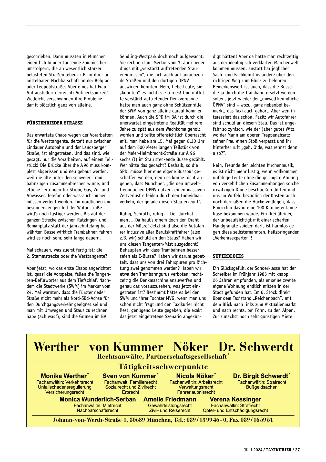 Originalseite 27 der Ausgabe Taxikurier Juli 2024