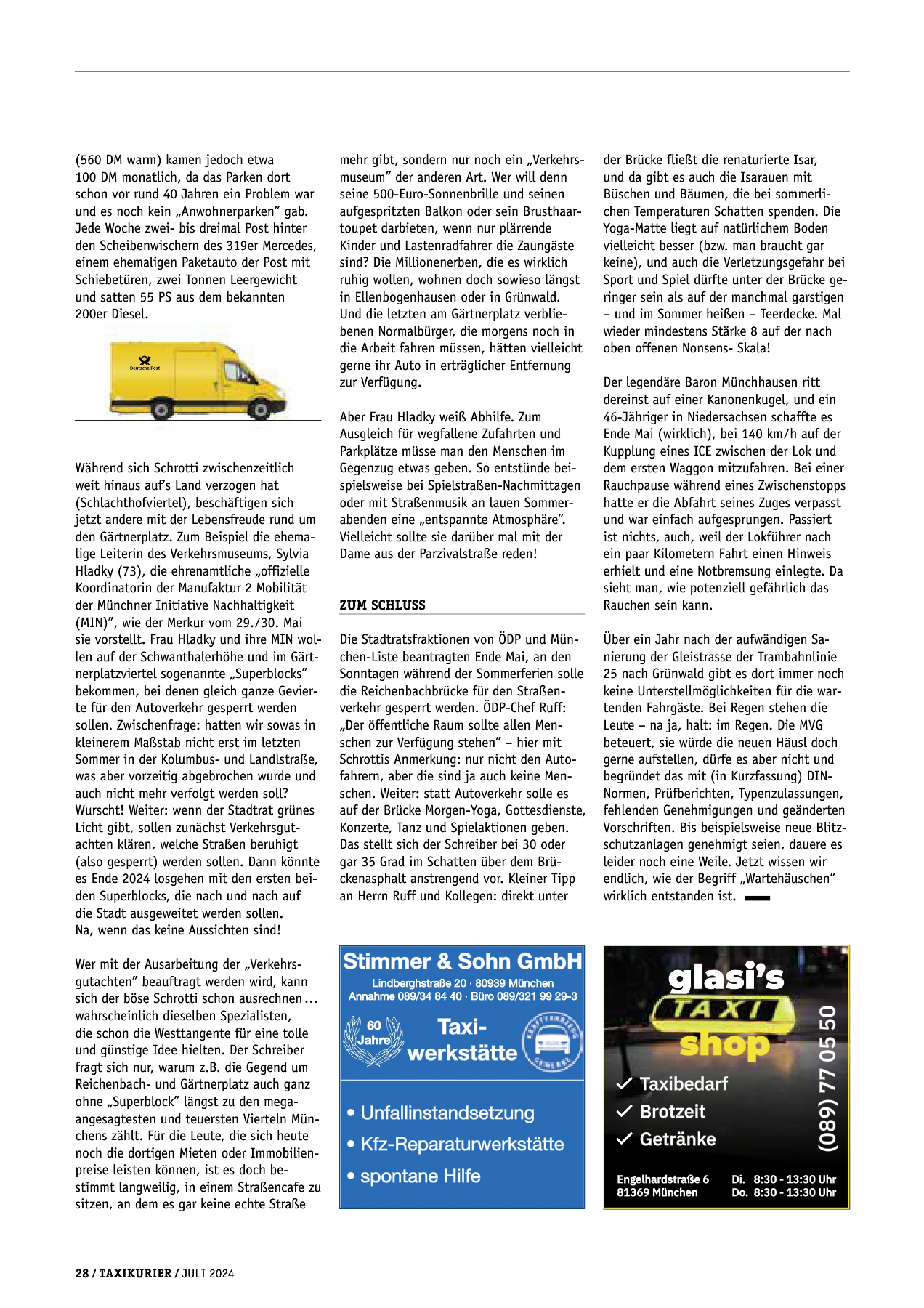 Originalseite 28 der Ausgabe Taxikurier Juli 2024