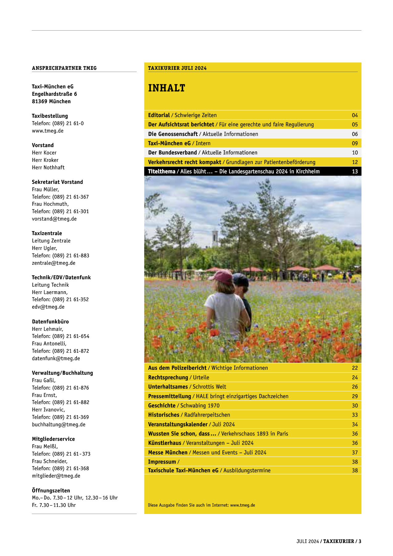 Originalseite 3 der Ausgabe Taxikurier Juli 2024