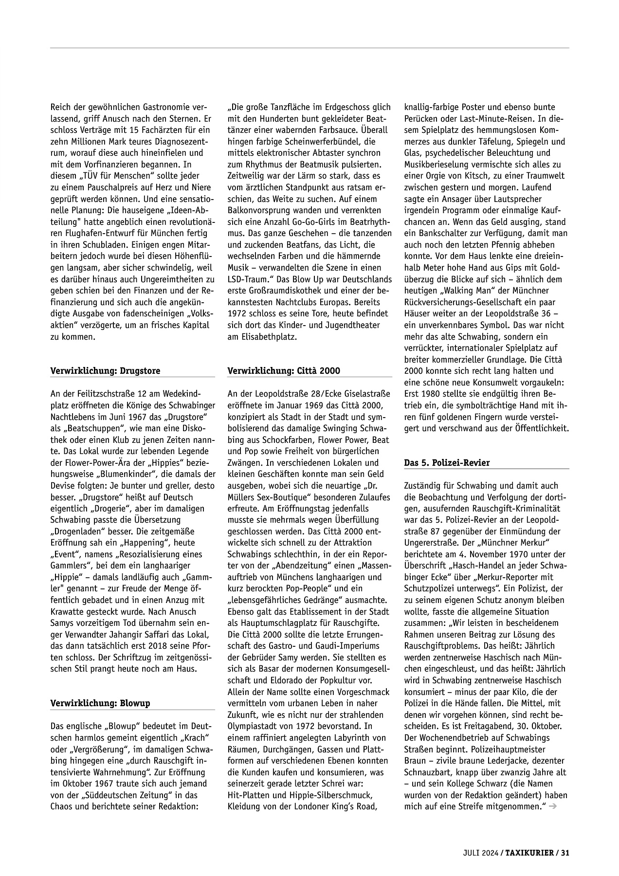 Originalseite 31 der Ausgabe Taxikurier Juli 2024
