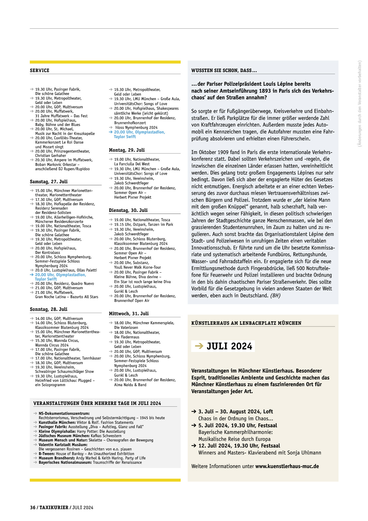 Originalseite 36 der Ausgabe Taxikurier Juli 2024