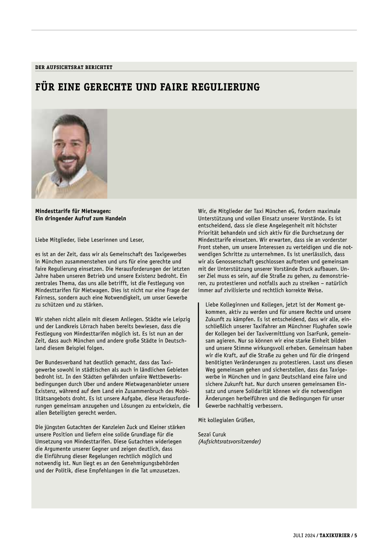 Originalseite 5 der Ausgabe Taxikurier Juli 2024