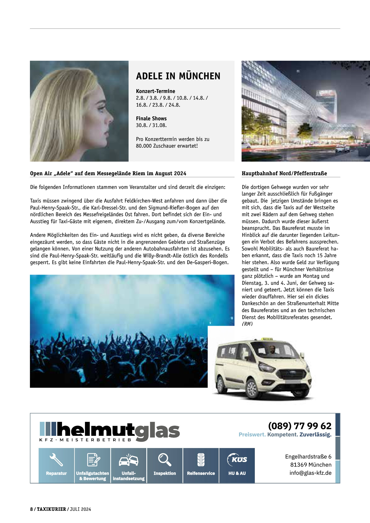 Originalseite 8 der Ausgabe Taxikurier Juli 2024