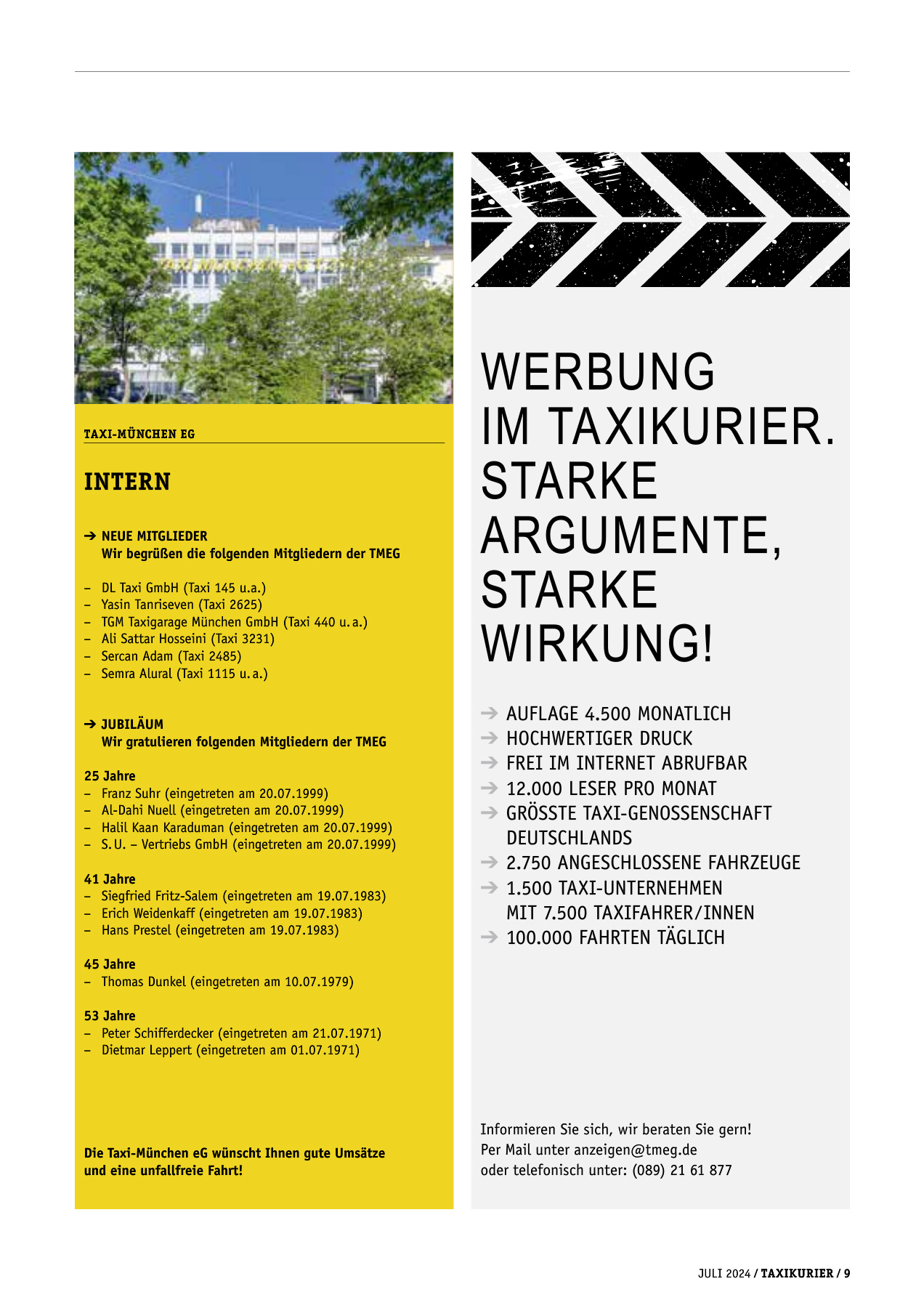Originalseite 9 der Ausgabe Taxikurier Juli 2024