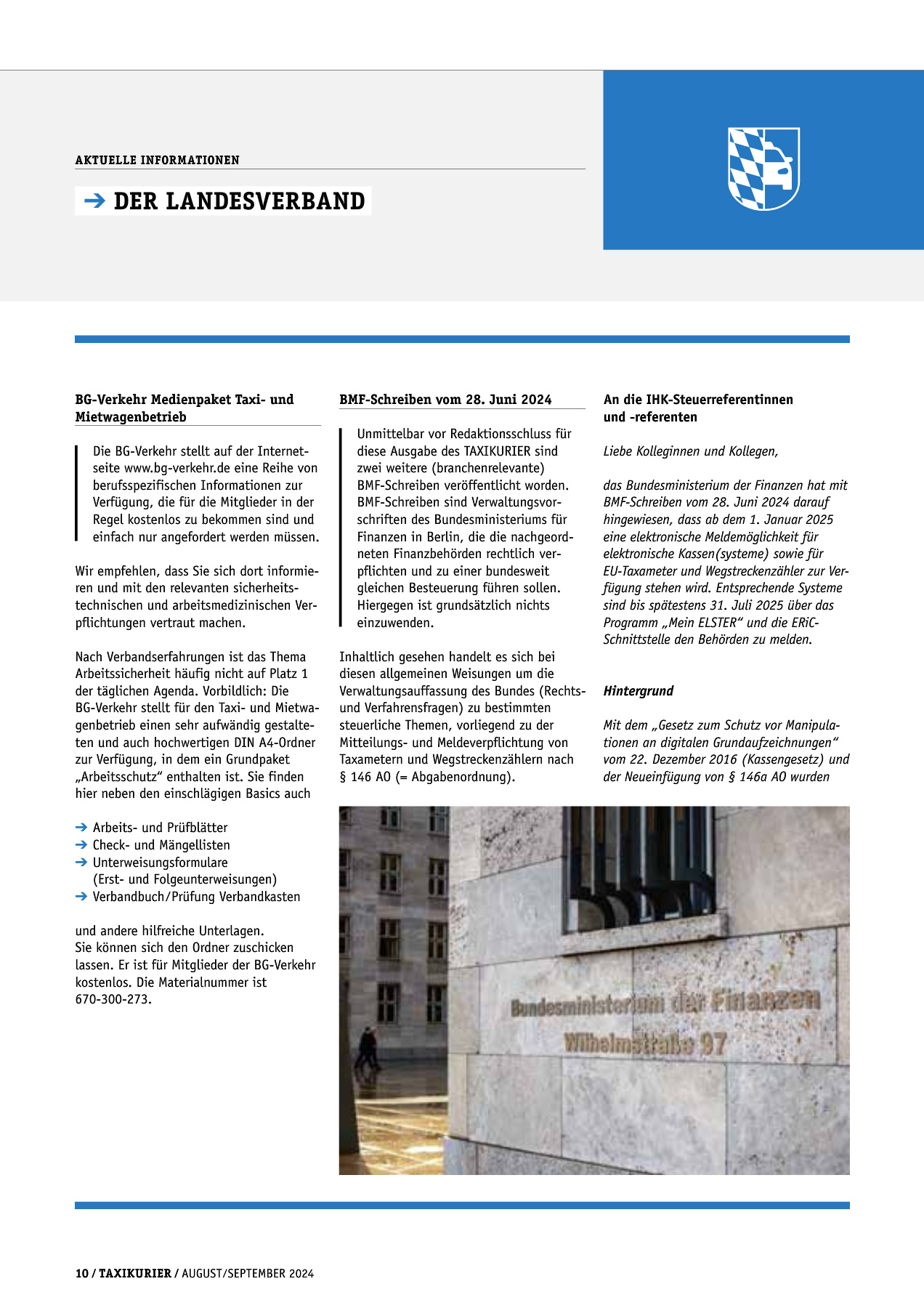 Originalseite 10 der Ausgabe Taxikurier August-September 2024