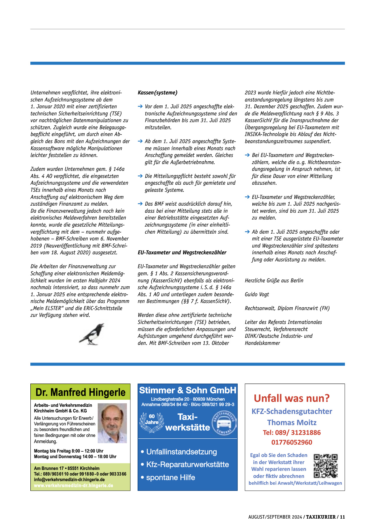 Originalseite 11 der Ausgabe Taxikurier August-September 2024