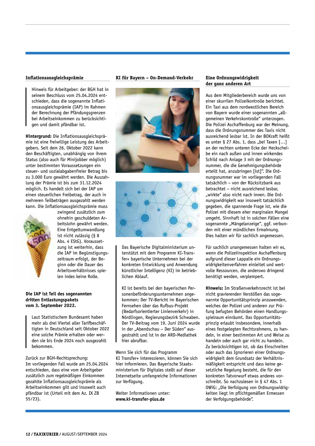 Originalseite 12 der Ausgabe Taxikurier August-September 2024