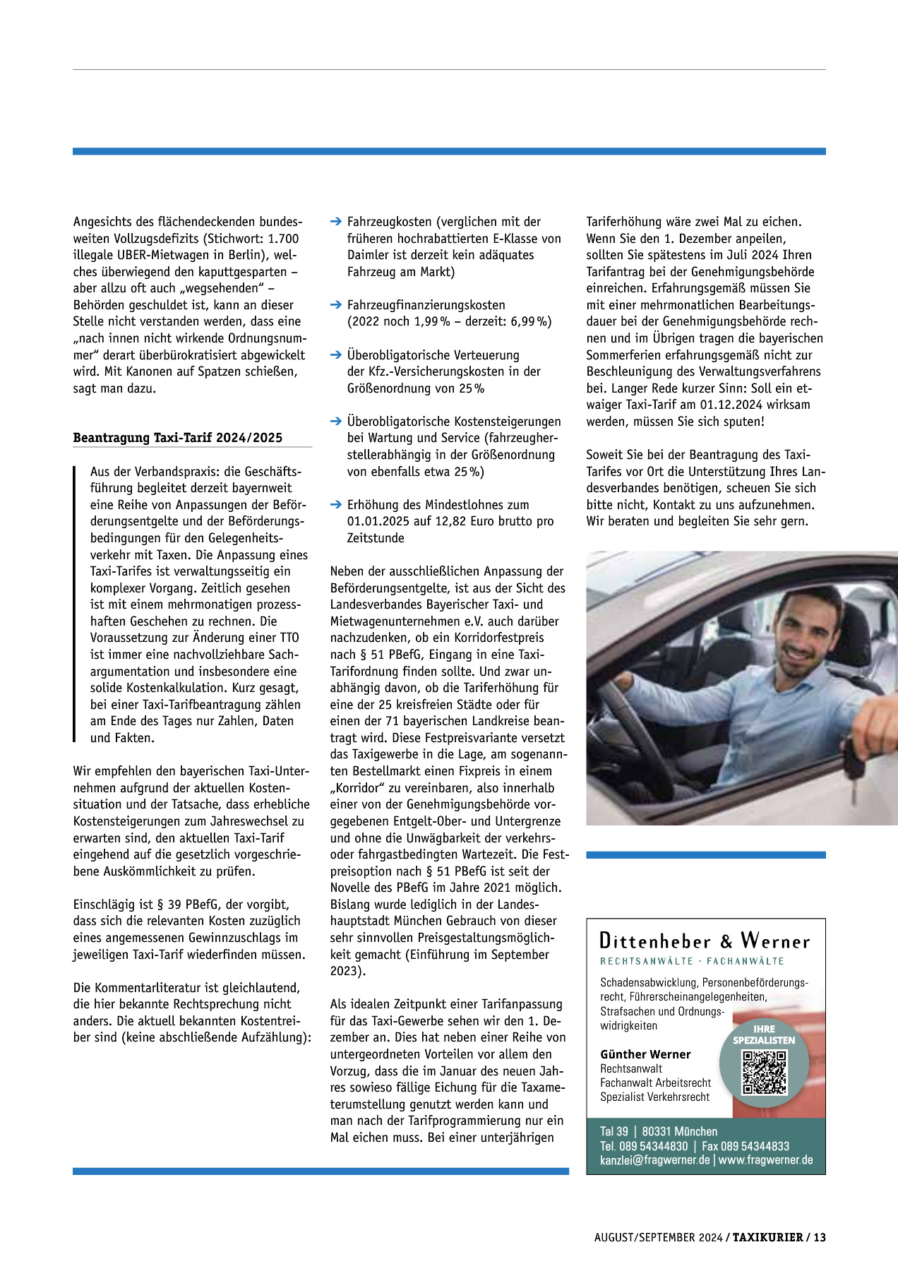 Originalseite 13 der Ausgabe Taxikurier August-September 2024