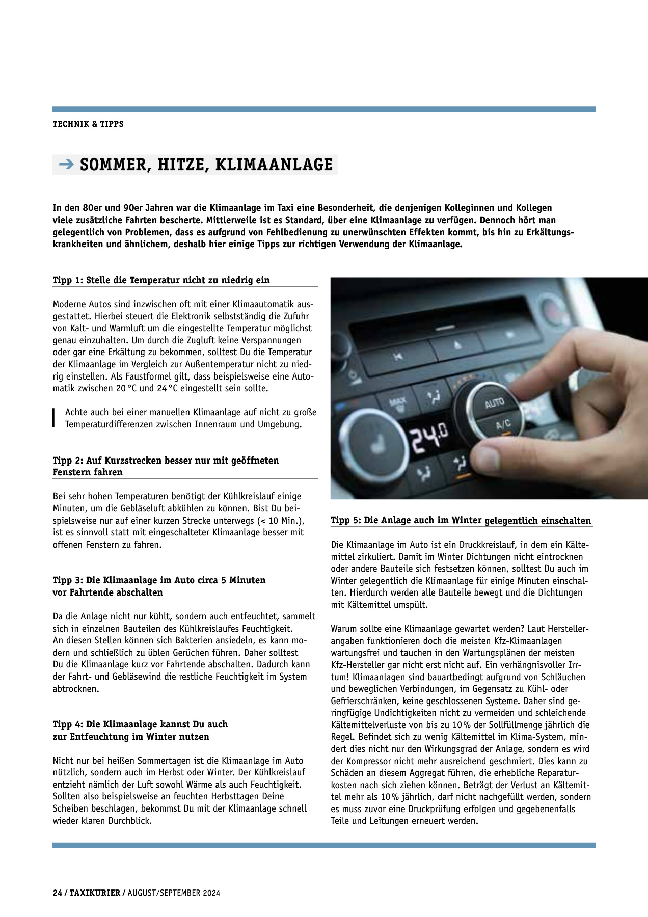 Originalseite 24 der Ausgabe Taxikurier August-September 2024