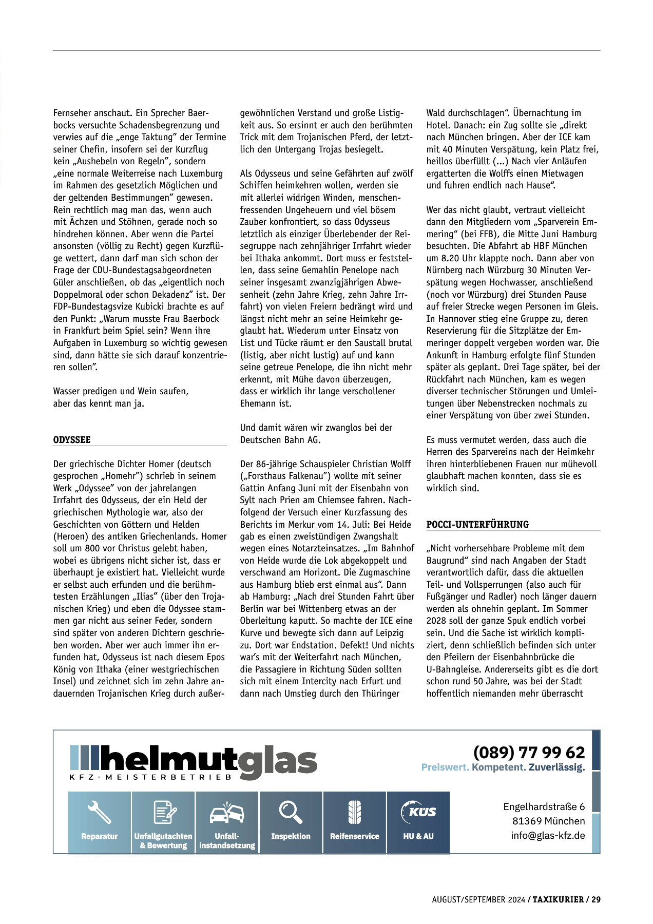 Originalseite 29 der Ausgabe Taxikurier August-September 2024