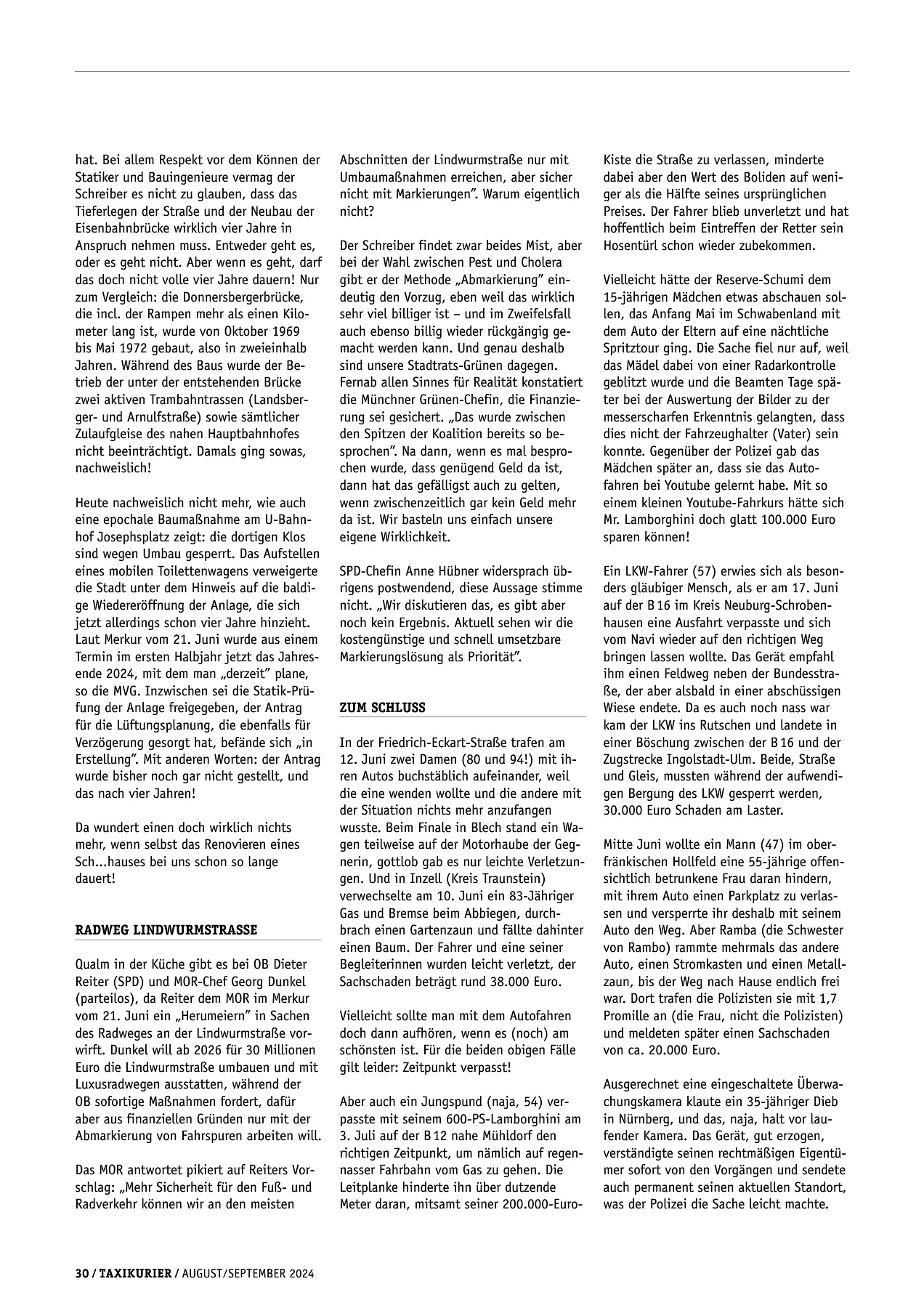 Originalseite 30 der Ausgabe Taxikurier August-September 2024