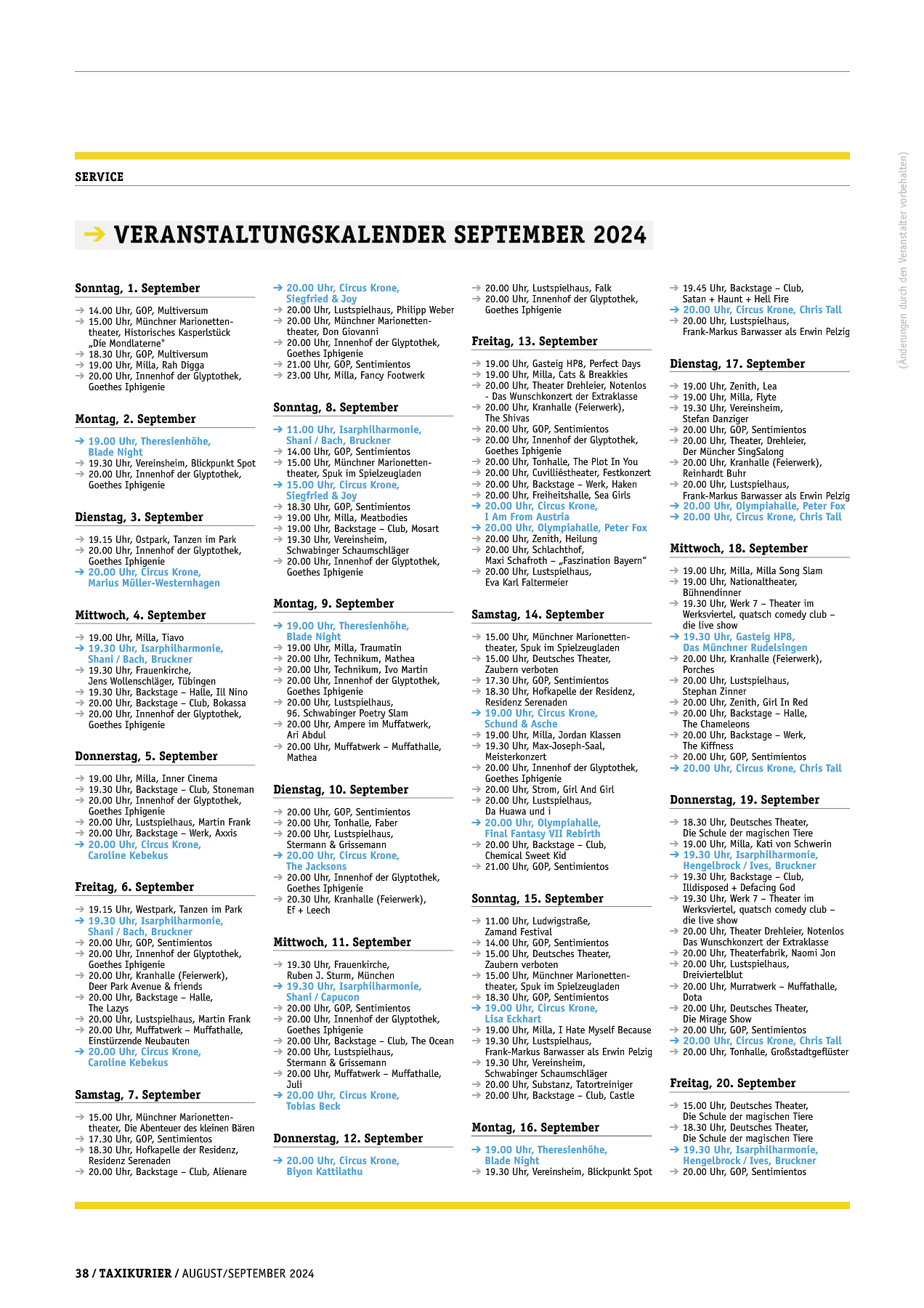 Originalseite 38 der Ausgabe Taxikurier August-September 2024