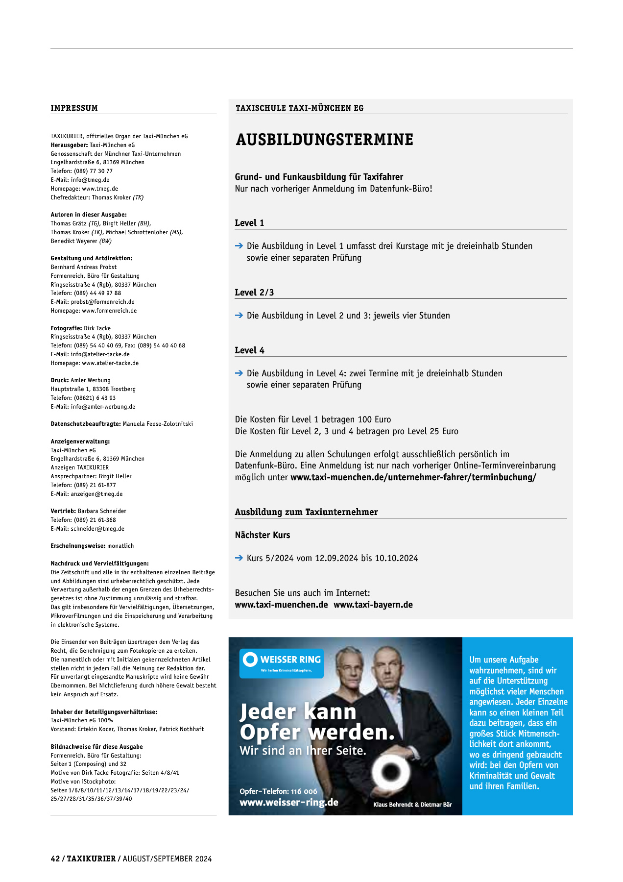 Originalseite 42 der Ausgabe Taxikurier August-September 2024