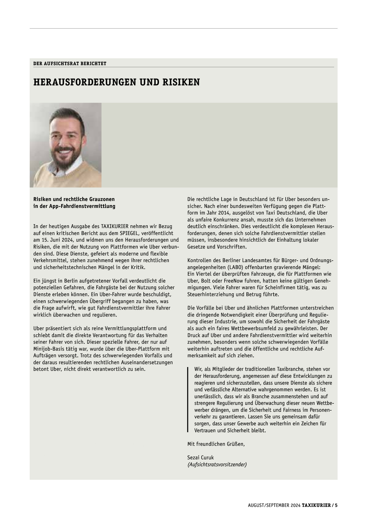 Originalseite 5 der Ausgabe Taxikurier August-September 2024