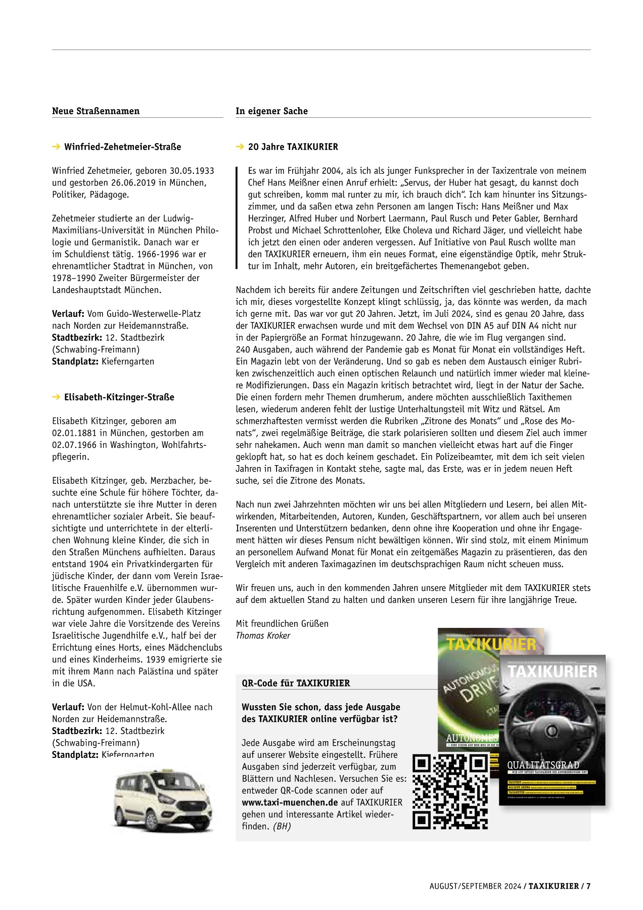 Originalseite 7 der Ausgabe Taxikurier August-September 2024