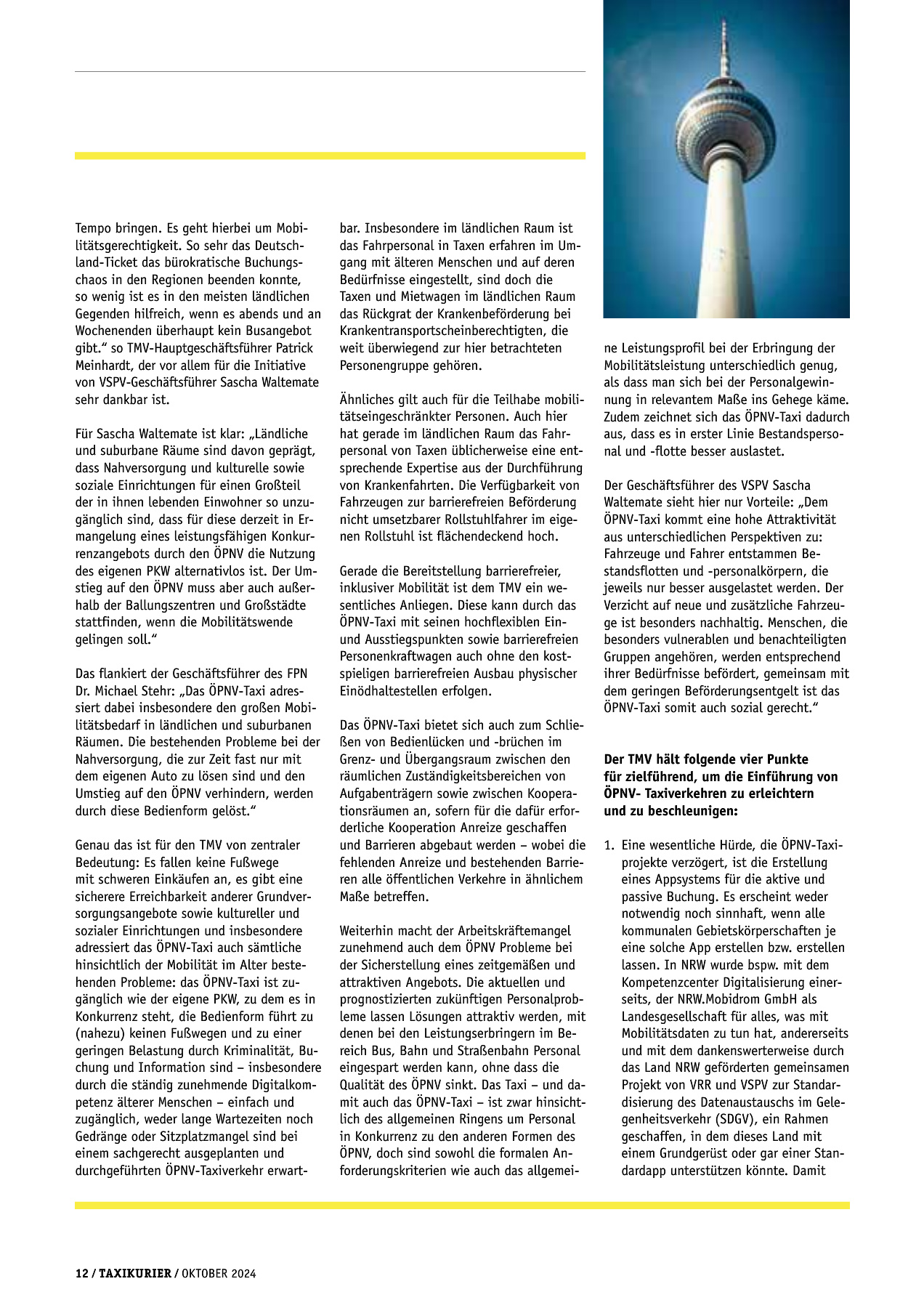 Originalseite 12 der Ausgabe Taxikurier Oktober 2024