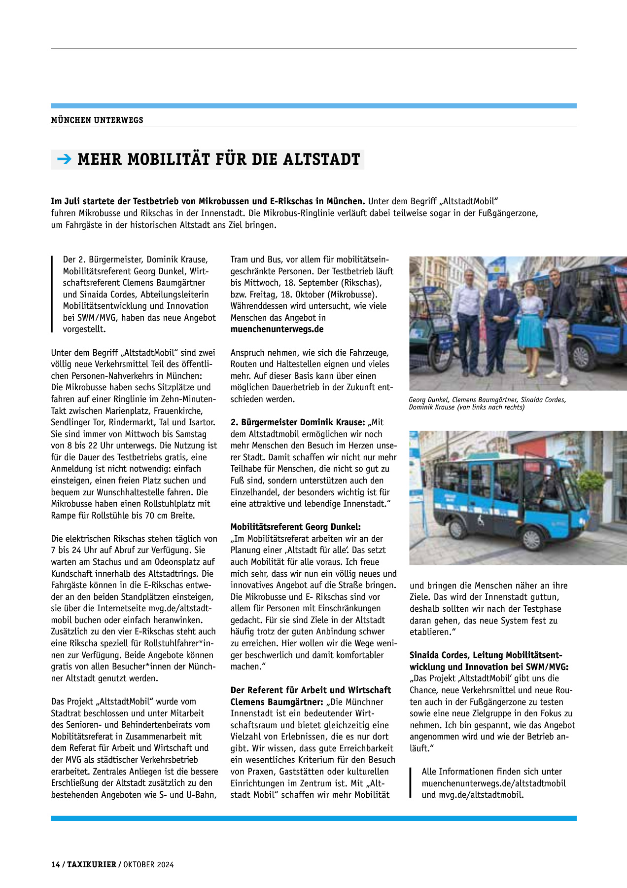 Originalseite 14 der Ausgabe Taxikurier Oktober 2024
