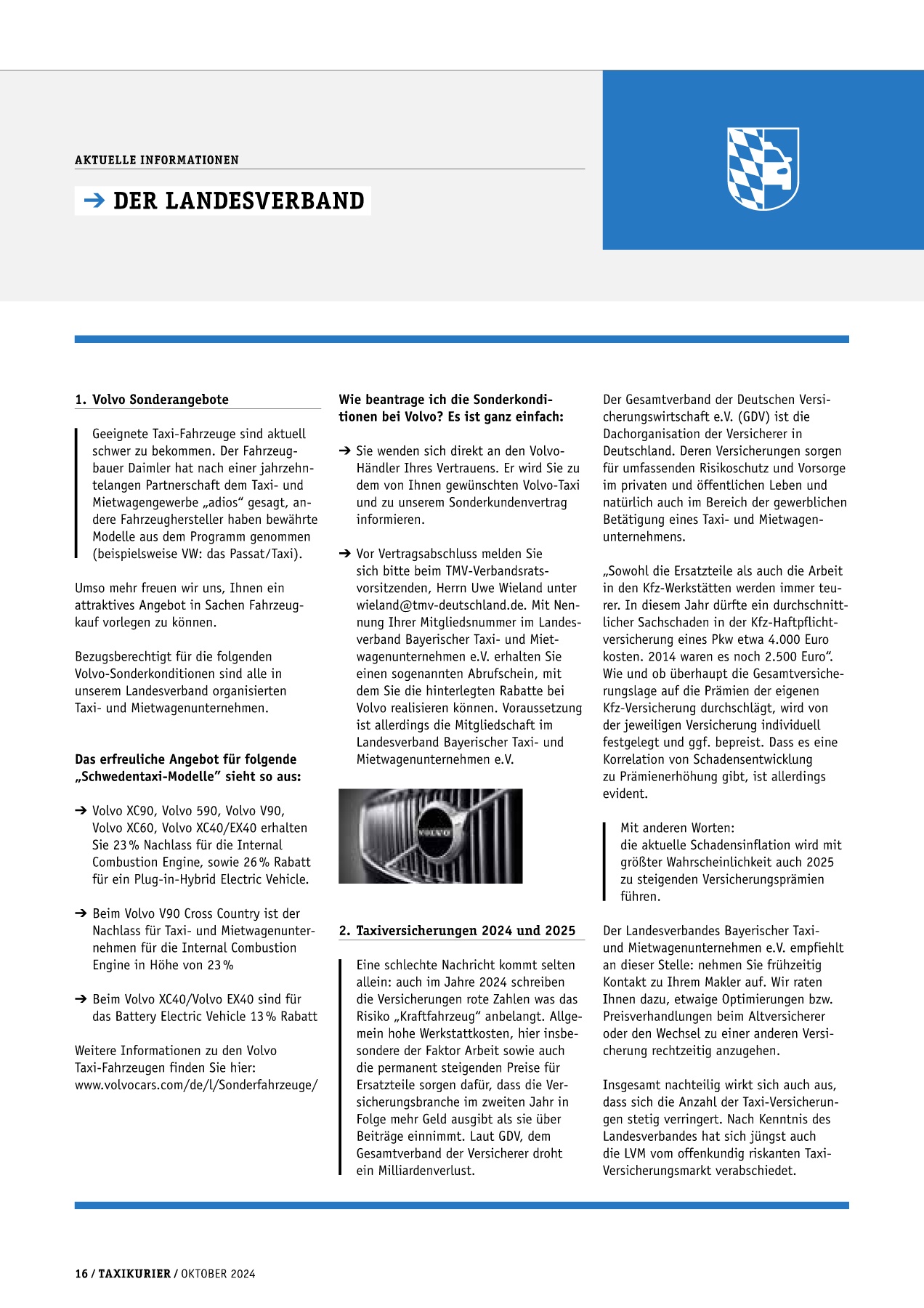 Originalseite 16 der Ausgabe Taxikurier Oktober 2024