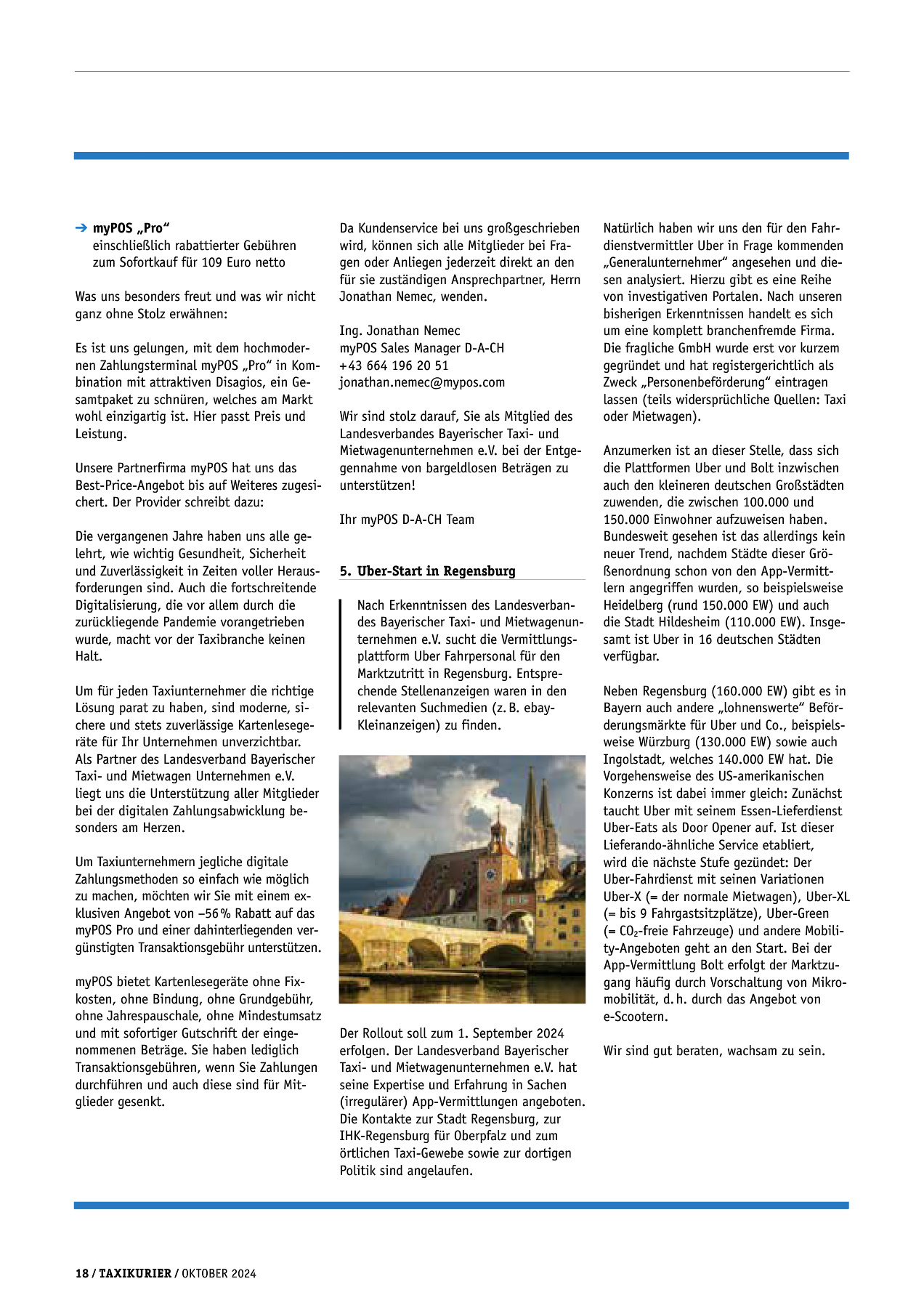 Originalseite 18 der Ausgabe Taxikurier Oktober 2024