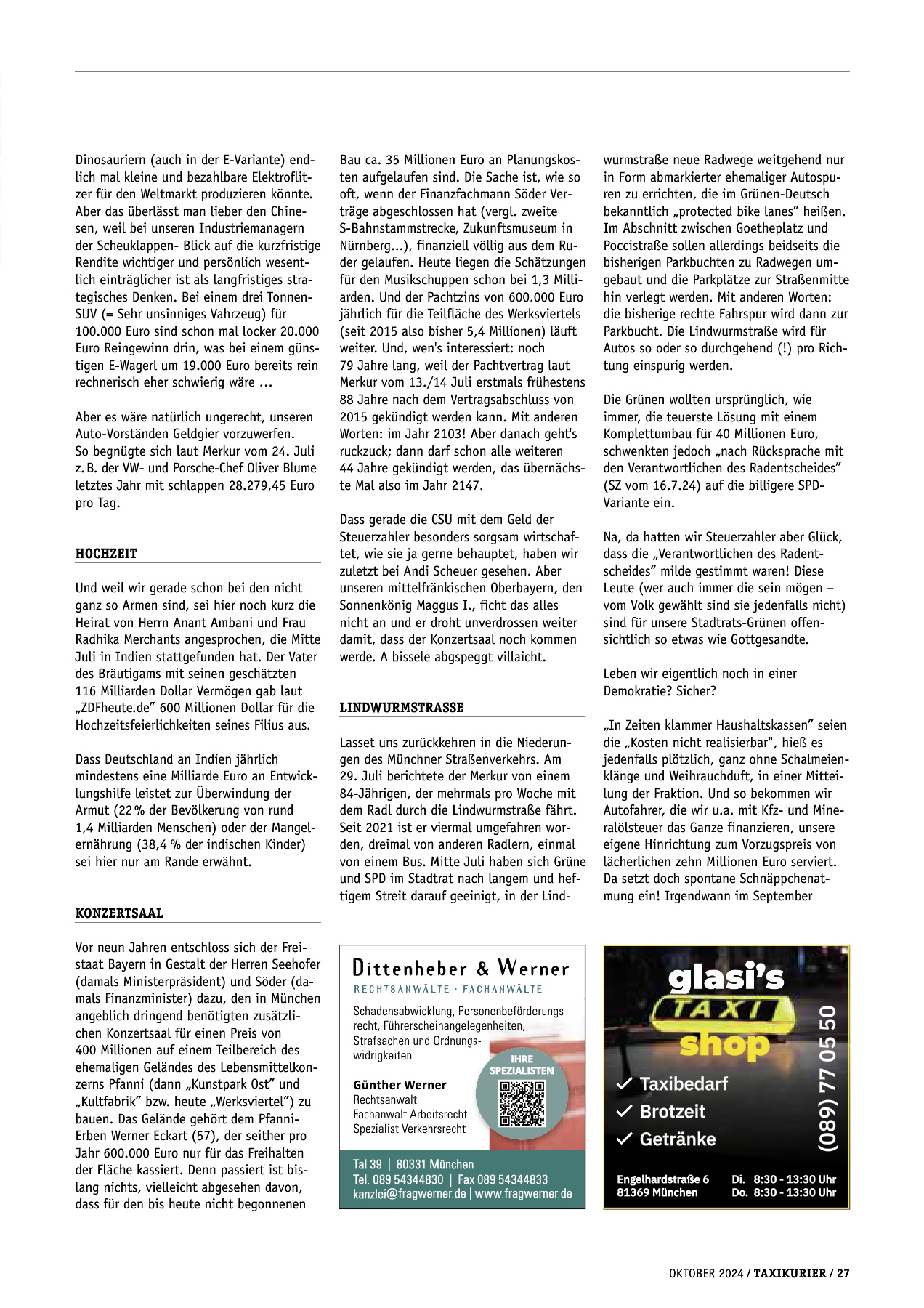 Originalseite 27 der Ausgabe Taxikurier Oktober 2024