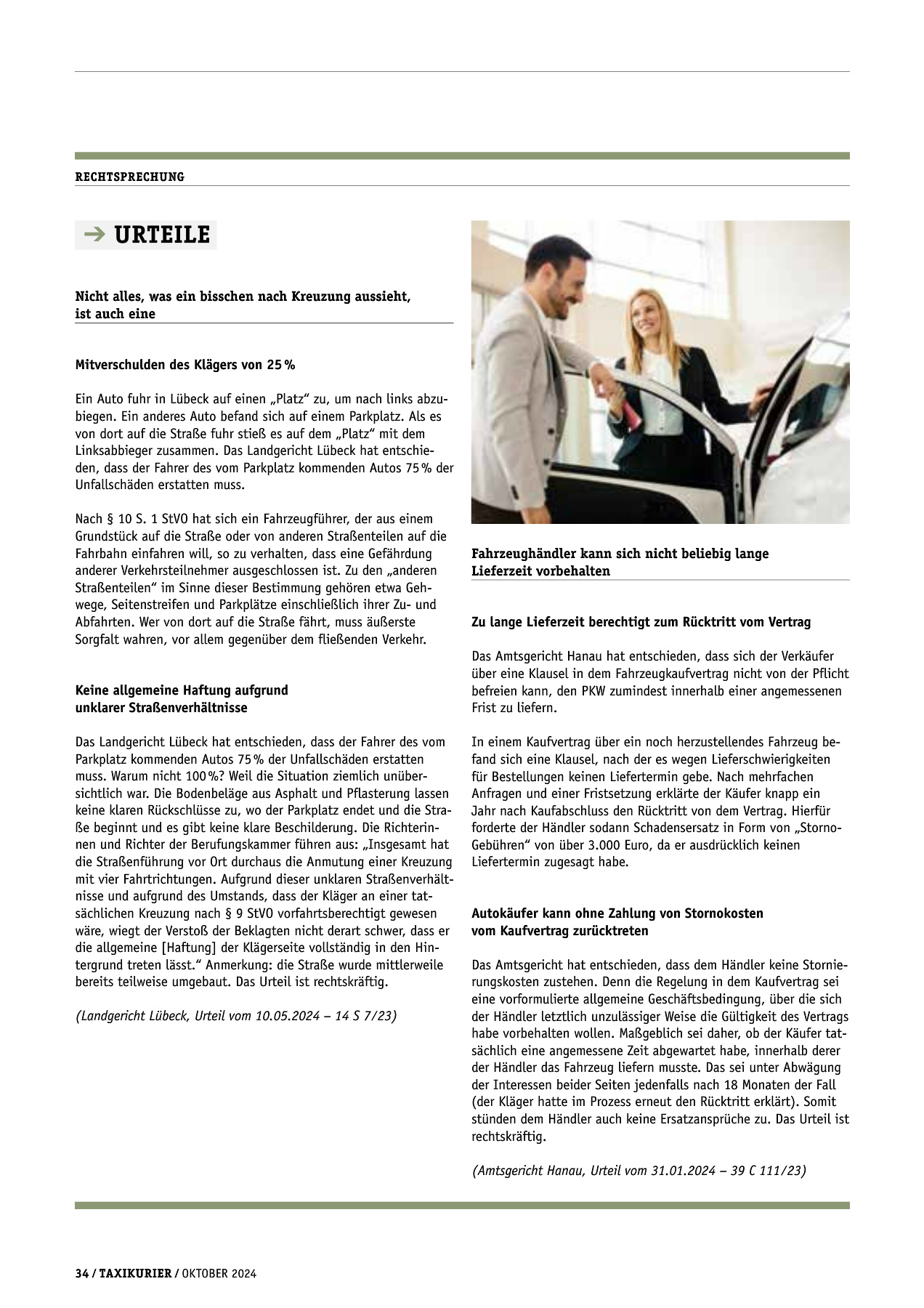 Originalseite 34 der Ausgabe Taxikurier Oktober 2024