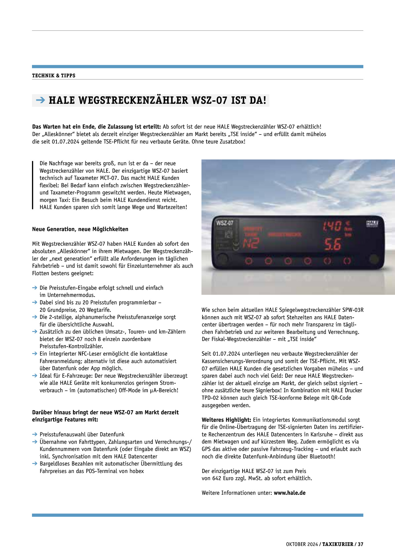 Originalseite 37 der Ausgabe Taxikurier Oktober 2024