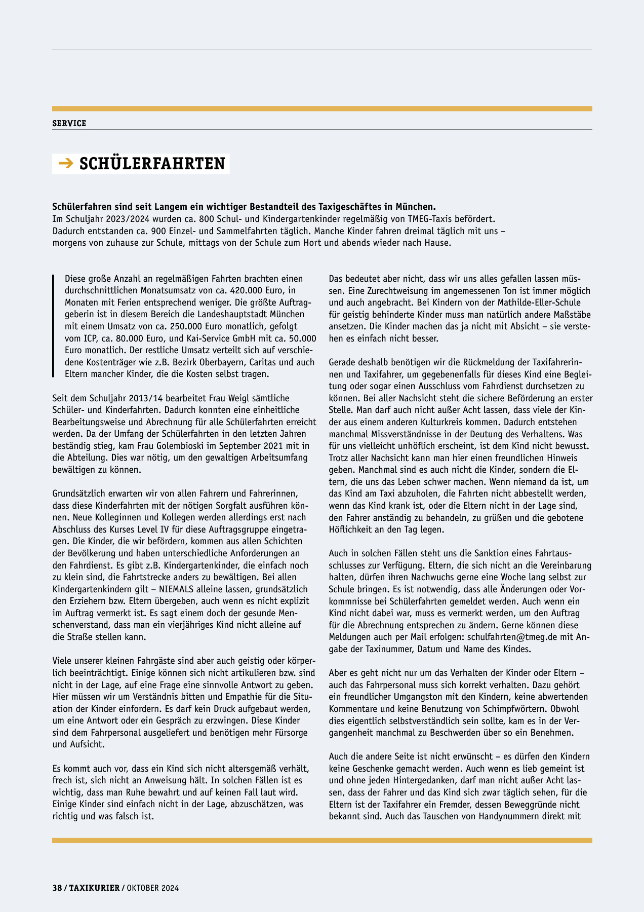 Originalseite 38 der Ausgabe Taxikurier Oktober 2024