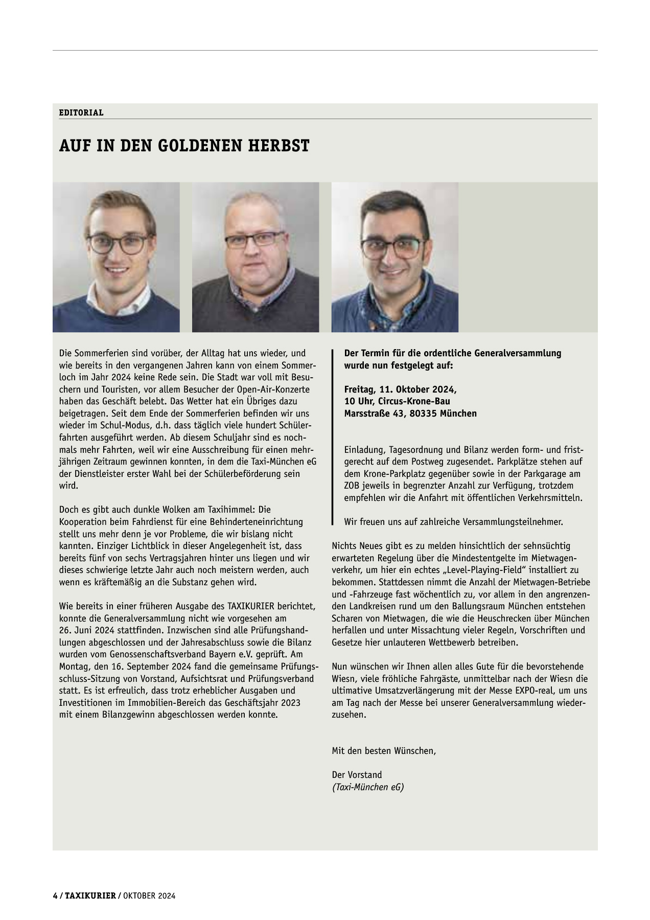 Originalseite 4 der Ausgabe Taxikurier Oktober 2024