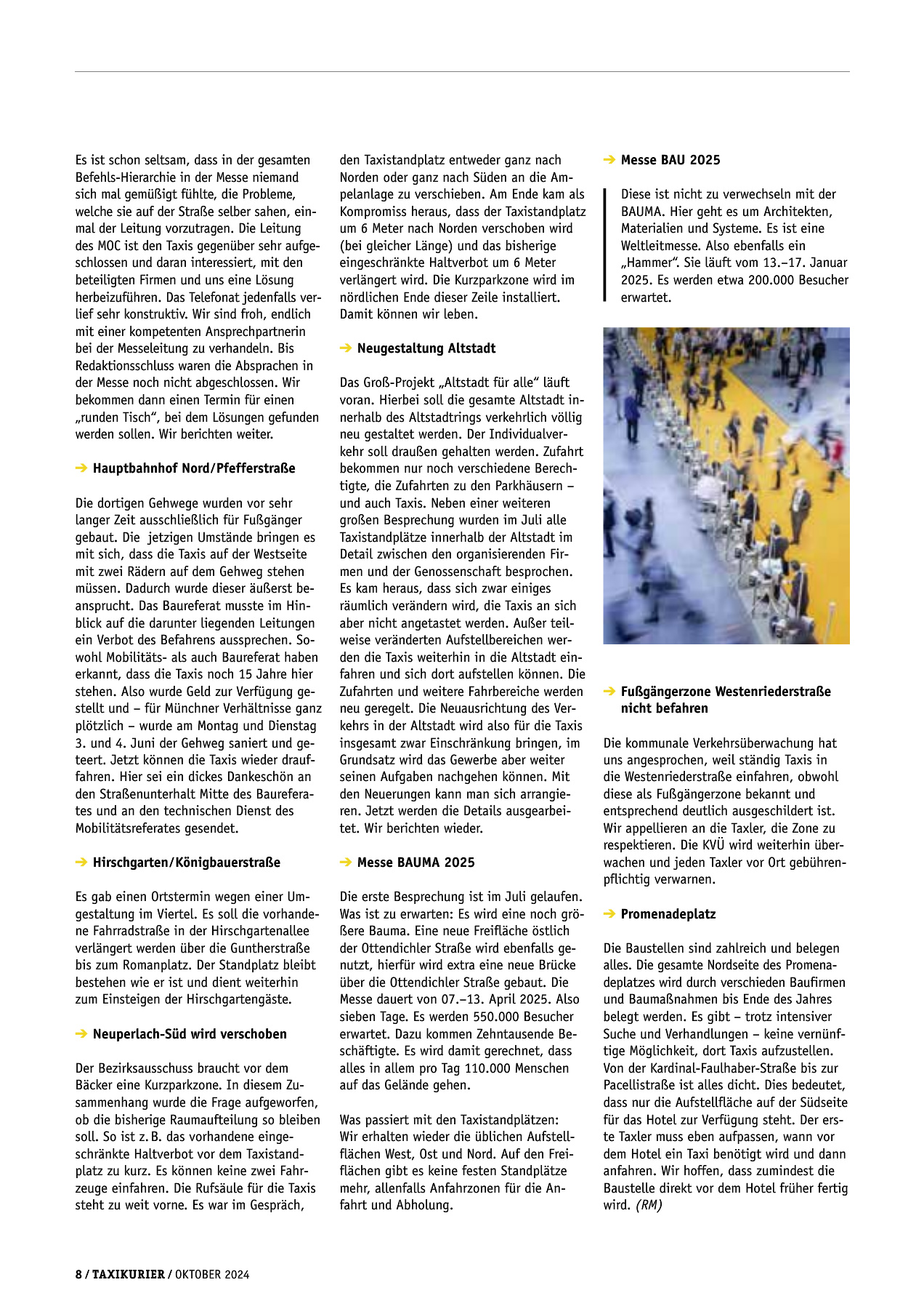Originalseite 8 der Ausgabe Taxikurier Oktober 2024
