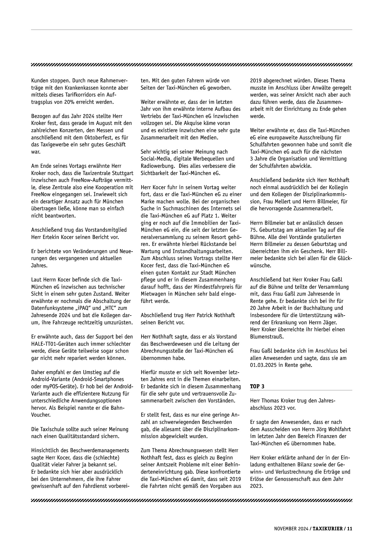 Originalseite 11 der Ausgabe Taxikurier November 2024