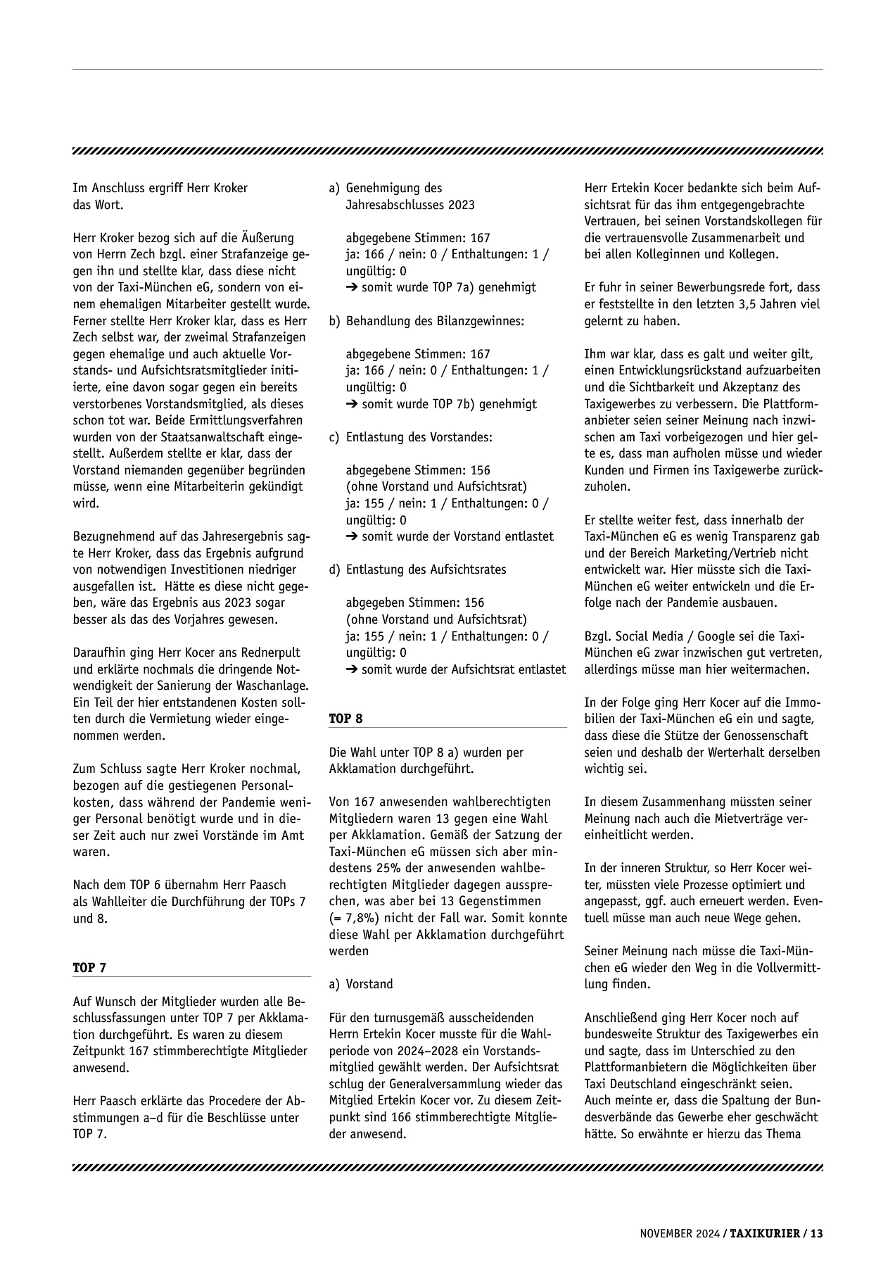 Originalseite 13 der Ausgabe Taxikurier November 2024