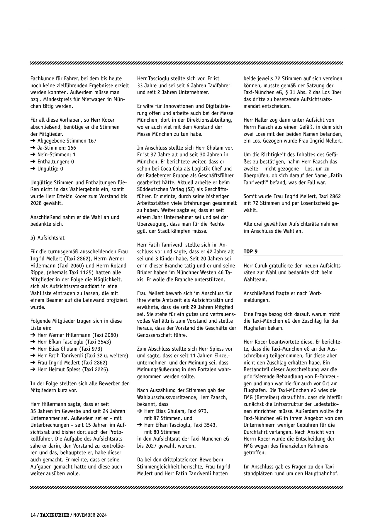 Originalseite 14 der Ausgabe Taxikurier November 2024