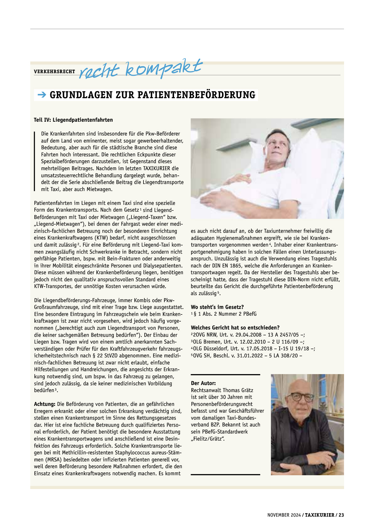Originalseite 23 der Ausgabe Taxikurier November 2024